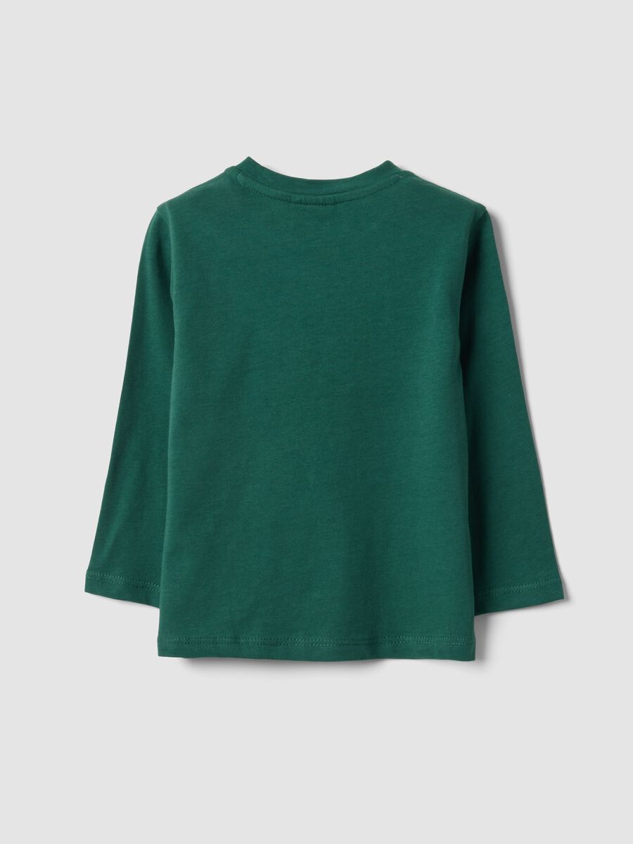 Green organic cotton T-shirt with puppy print for boys_1