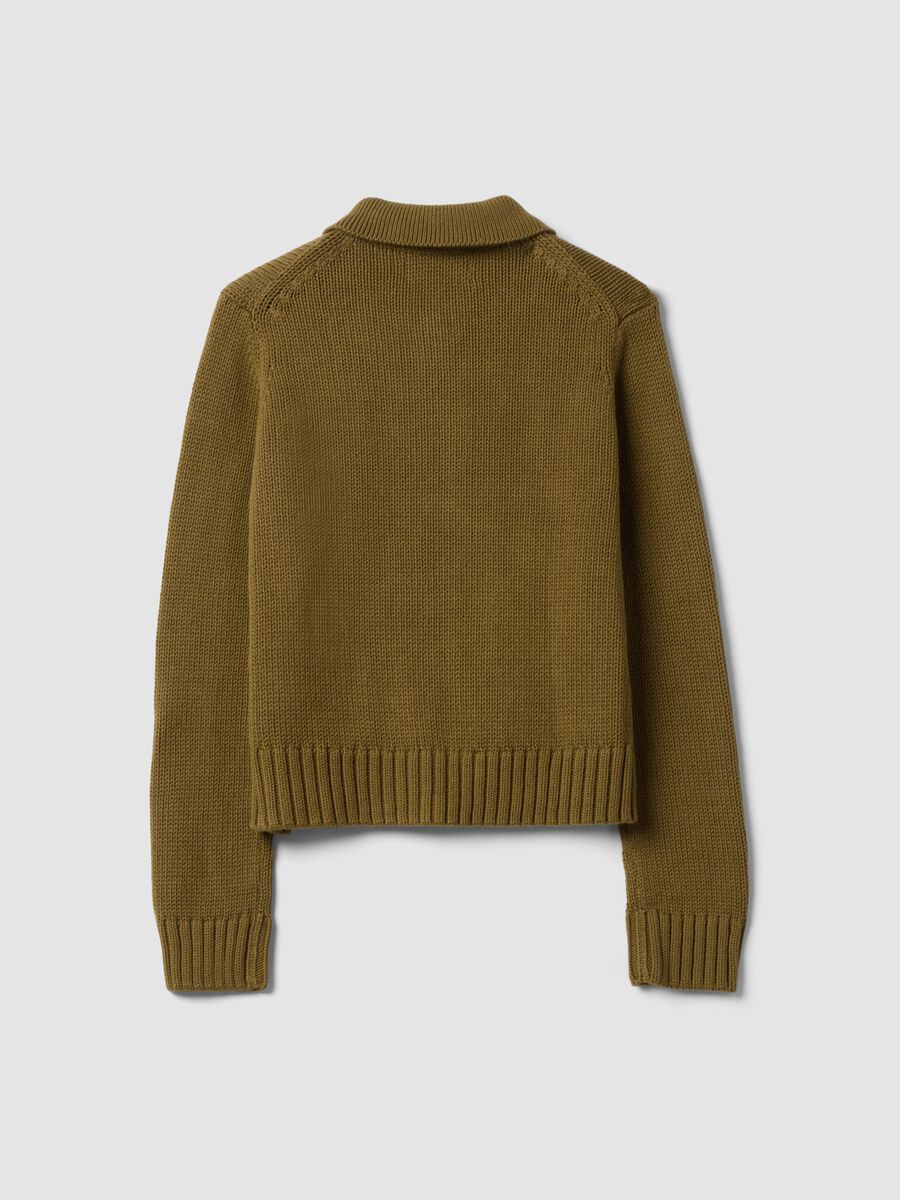 Cardigan verde in puro cotone con bottoni regular fit_6