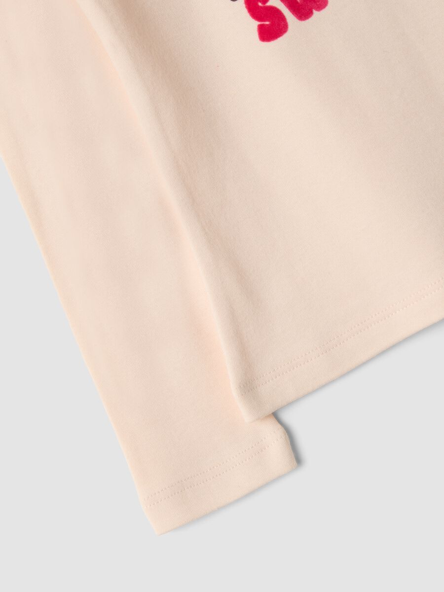 Pink long-sleeve T-shirt with high neck in pure organic cotton_2