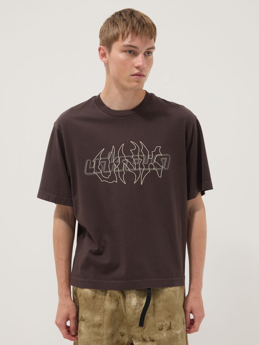 Brown short-sleeve pure cotton T-shirt_0