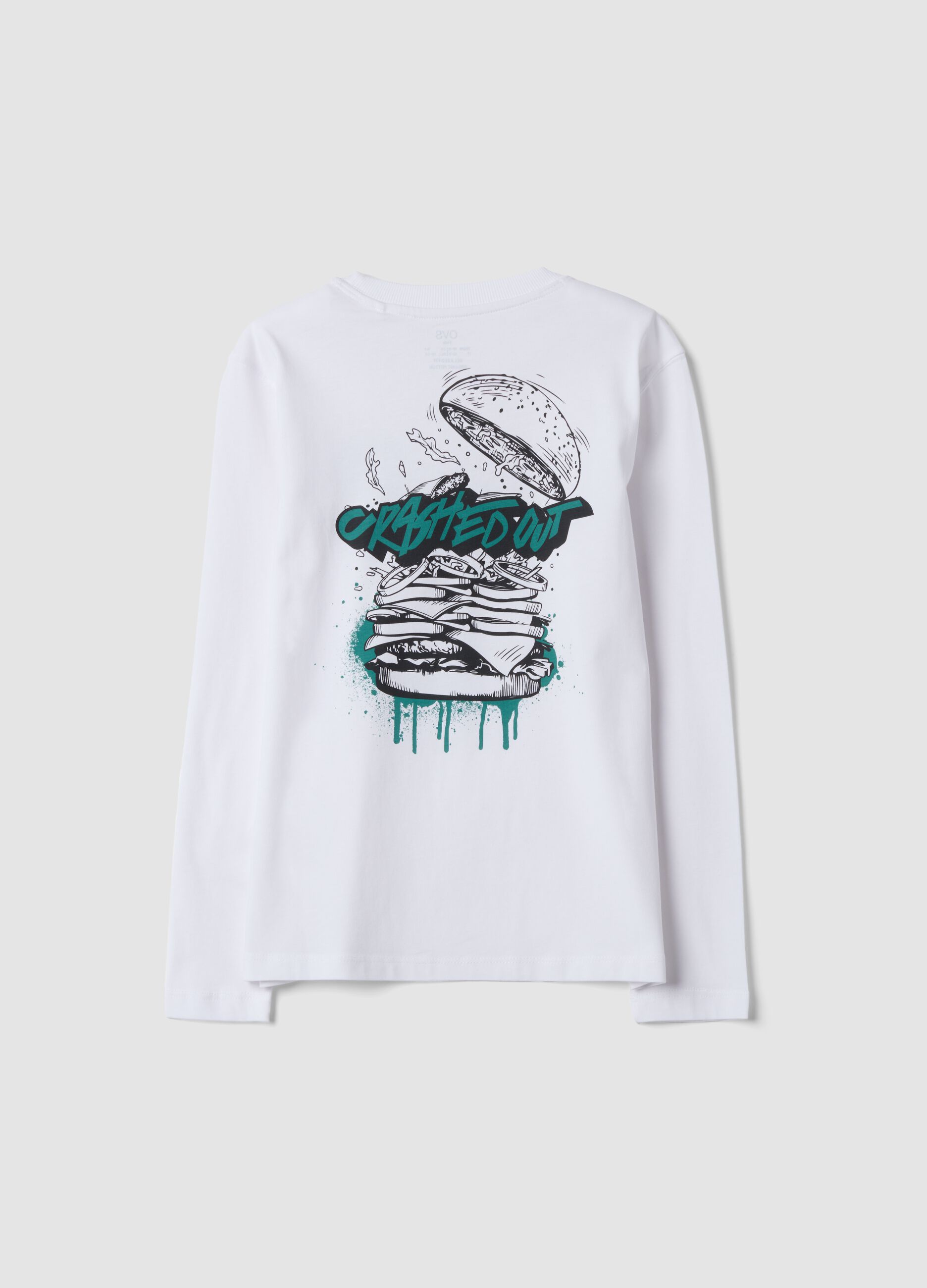 White organic cotton relaxed-fit T-shirt with print