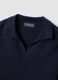 Blue long-sleeve pure cotton polo shirt_5