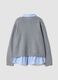 Grey rib-knit regular-fit cardigan with collar and layered-look detail_2