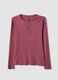 Purple organic cotton pyjama top with Henley neckline_4