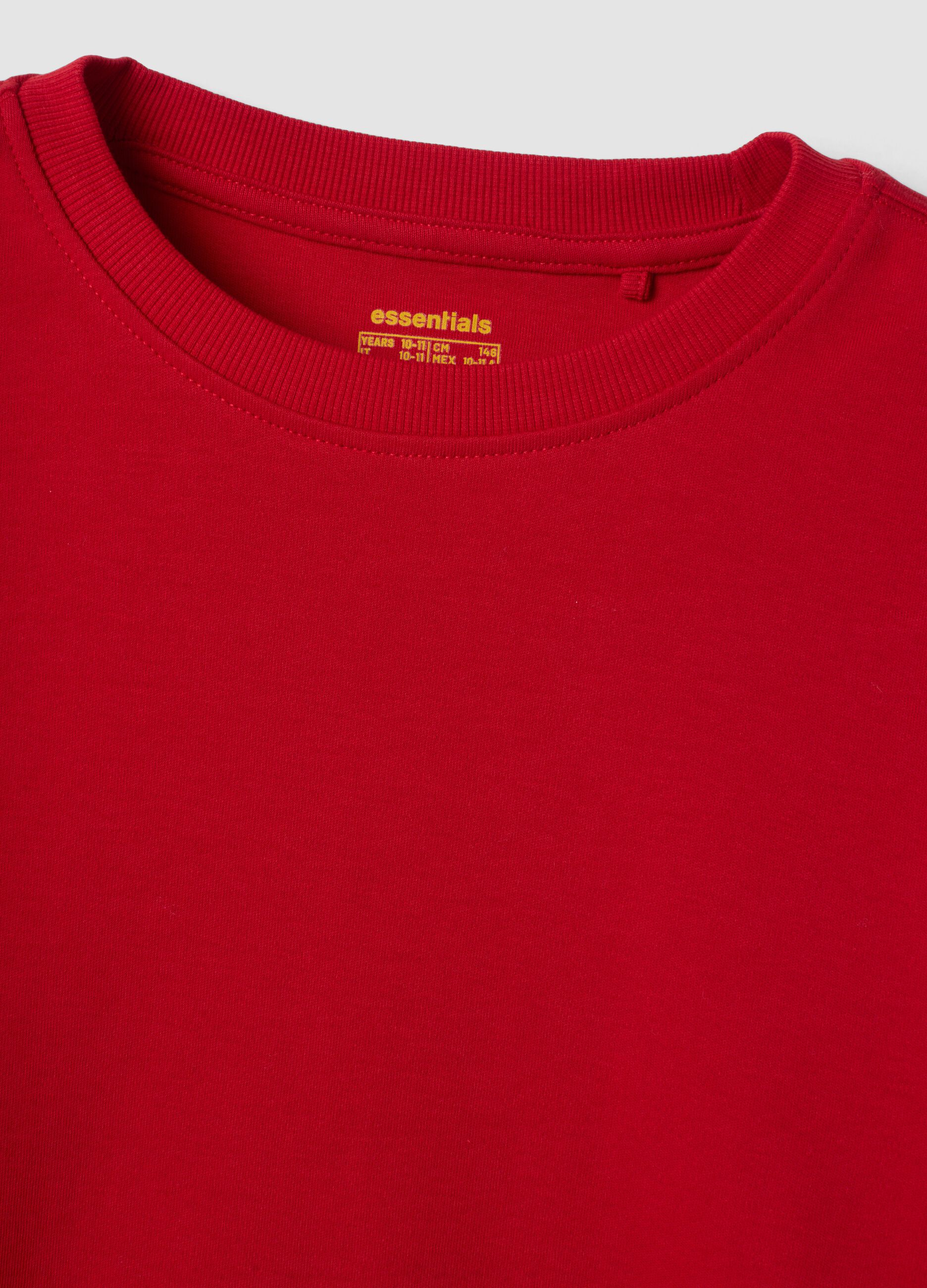 Red organic cotton crew-neck T-shirt