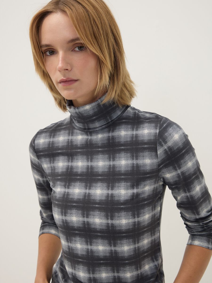 Grey stretch viscose crew-neck T-shirt_1