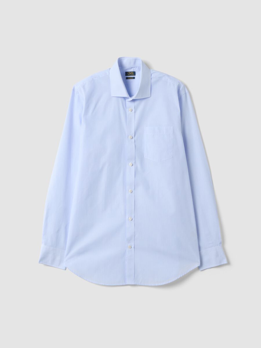 Light blue easy-iron regular-fit striped cotton-blend shirt_4