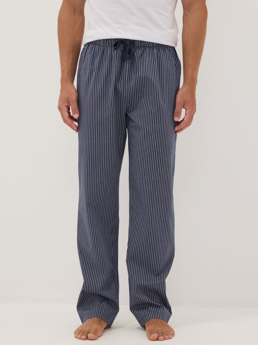 Blue striped organic cotton pyjama trousers_1