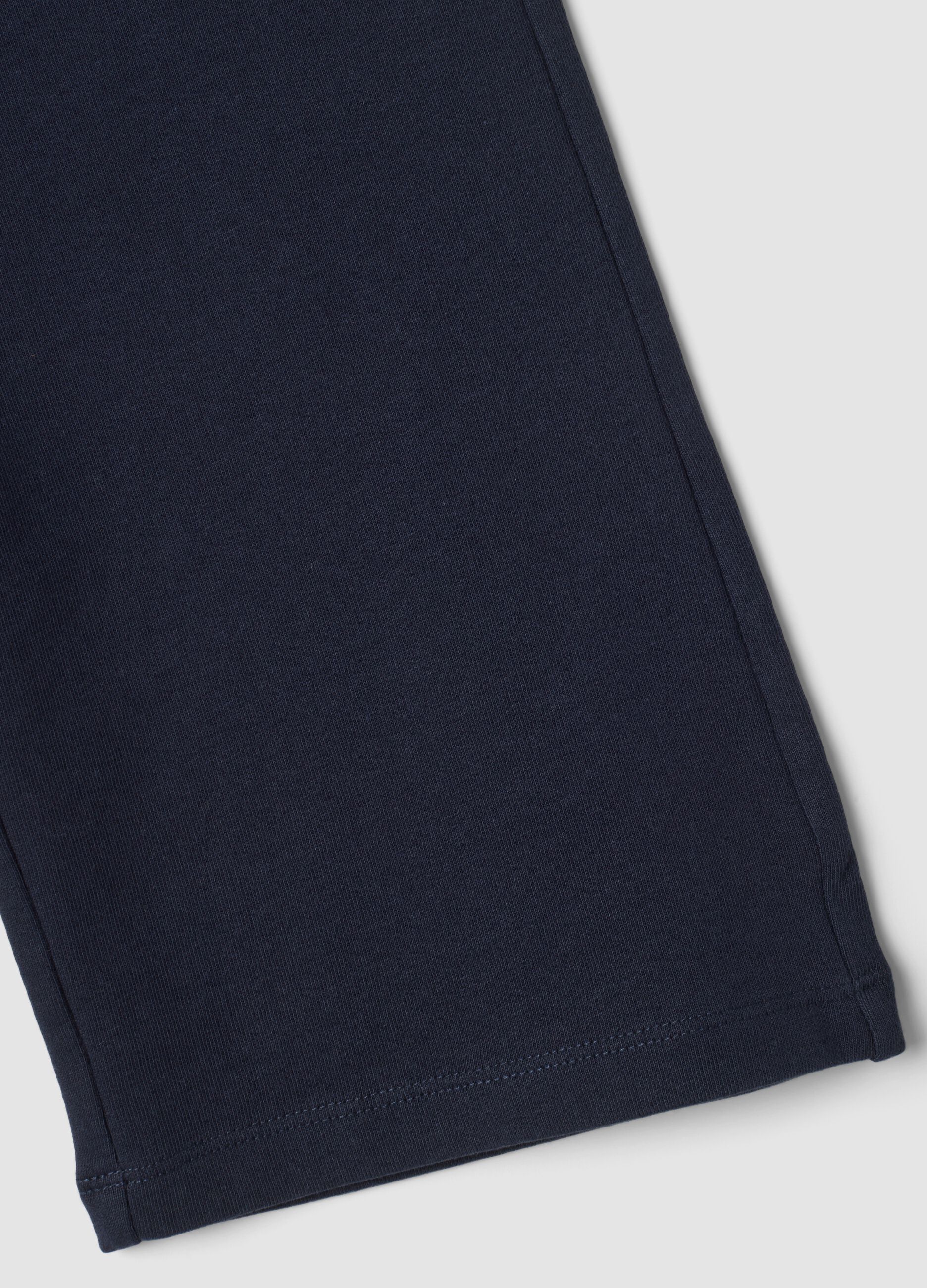 Pantaloni blu in puro cotone a gamba ampia