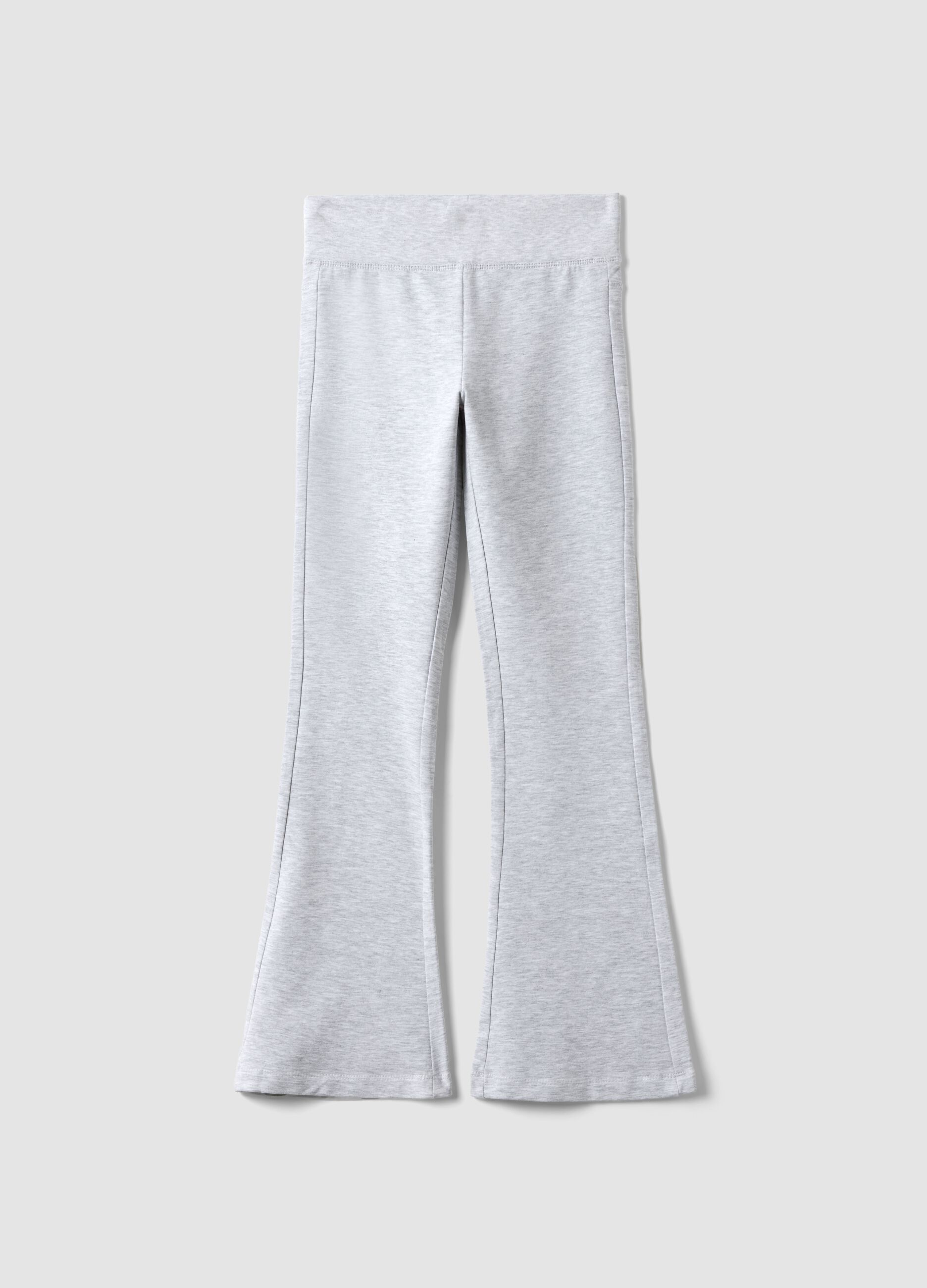 Girls&rsquo; grey flared trousers in stretchy organic cotton