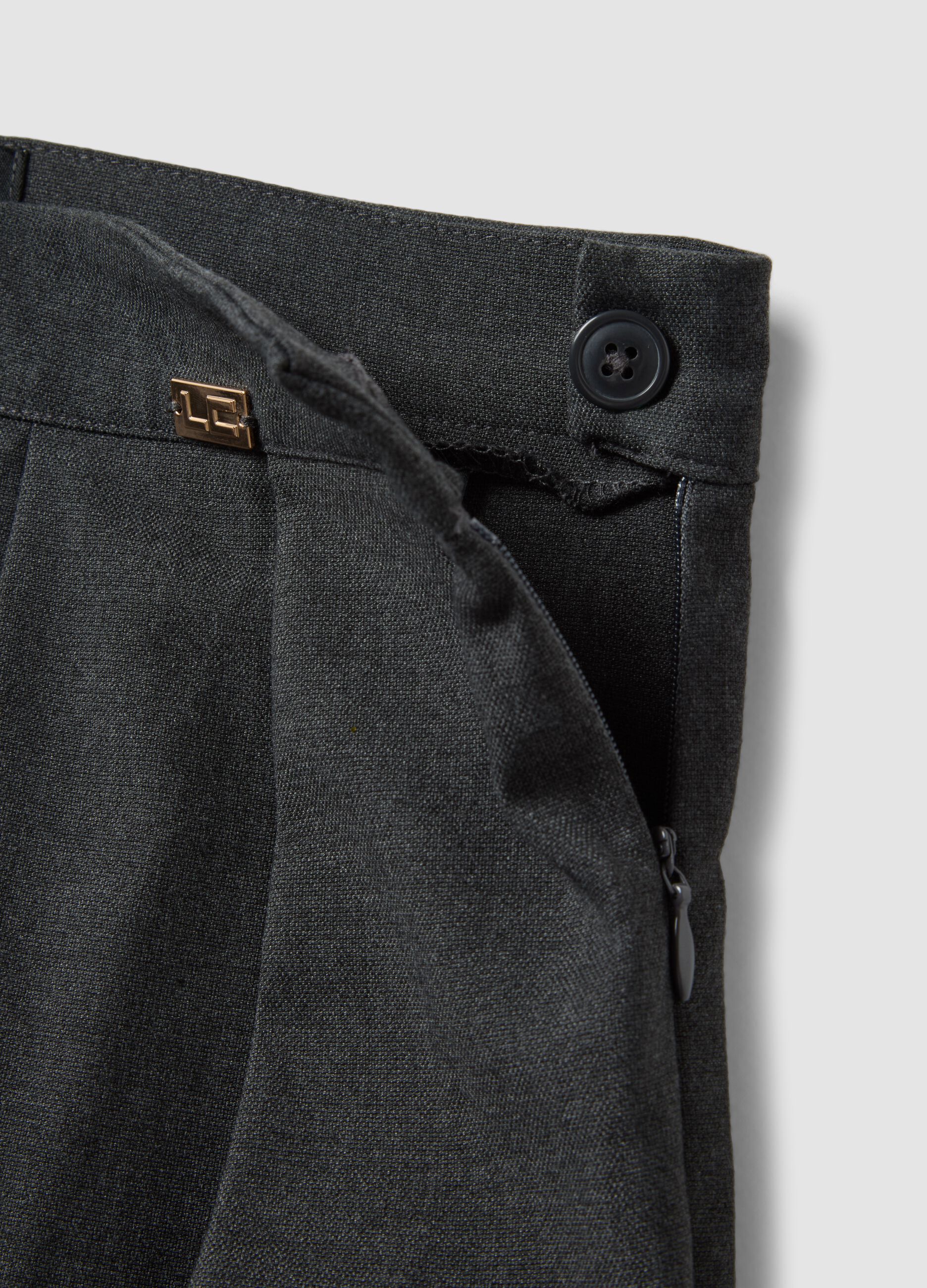 Grey pleated stretch viscose culotte skirt