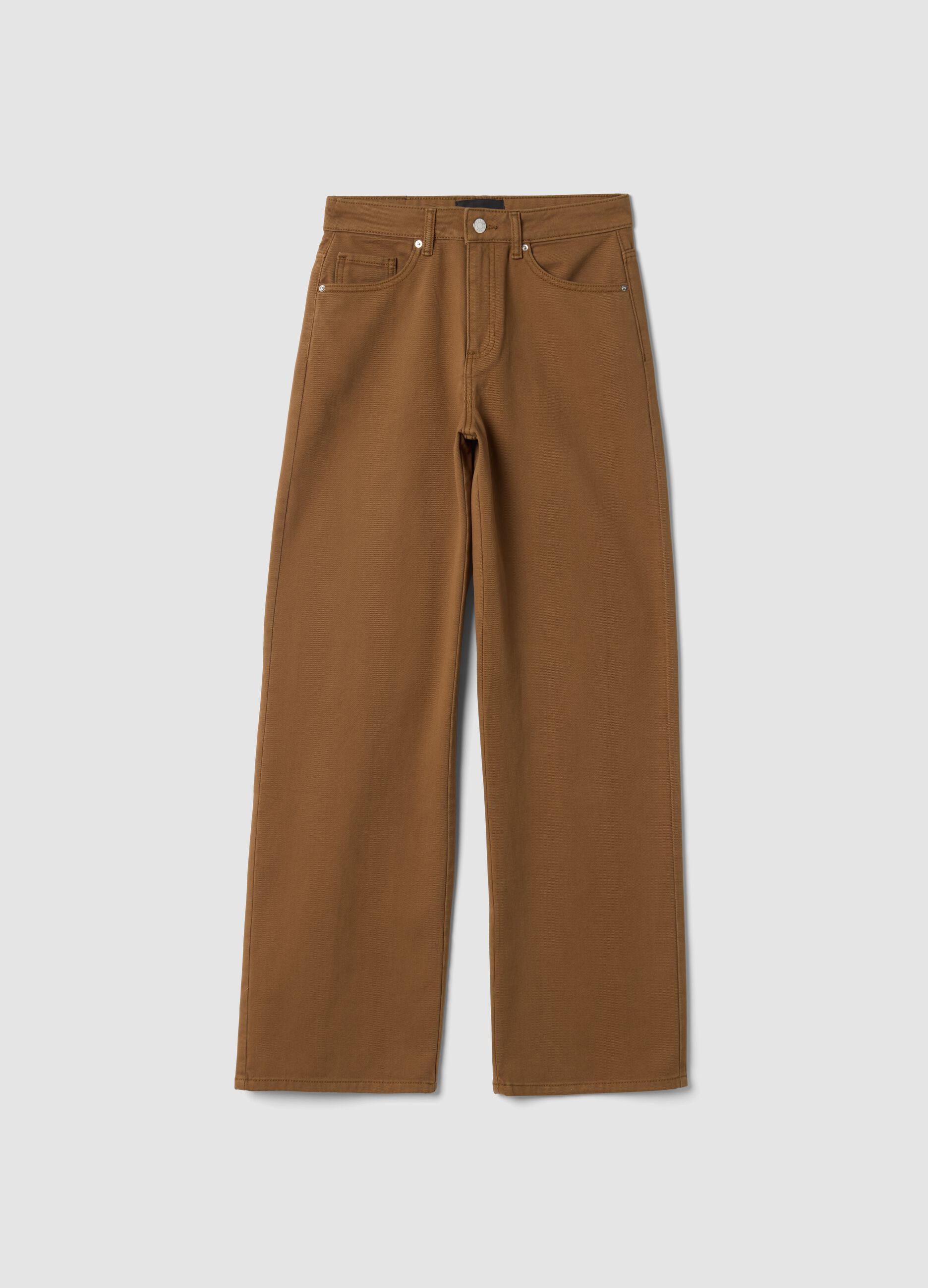Brown wide-leg jeans in pure cotton