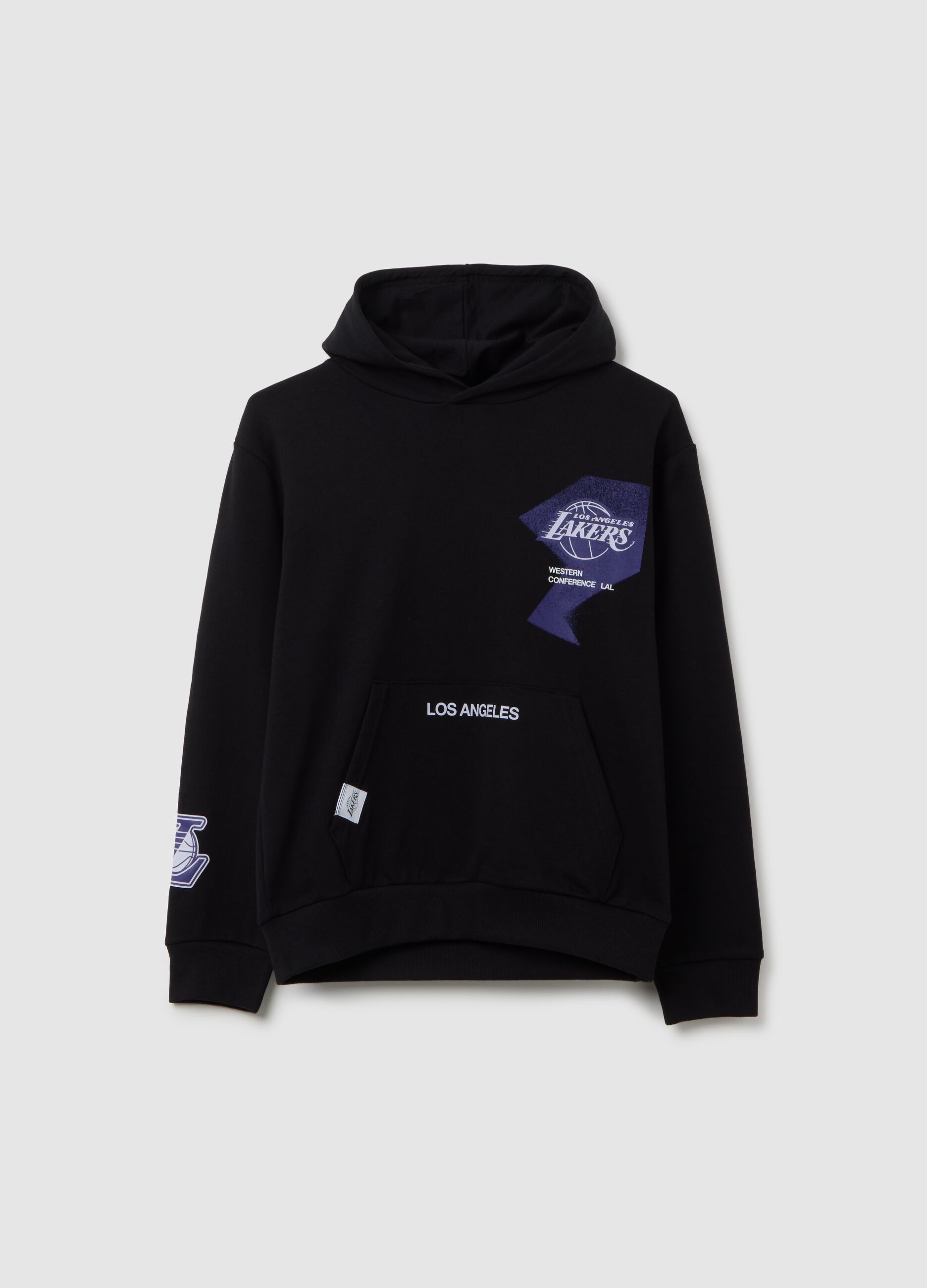 Boy's black pure cotton sweatshirt with Lakers print