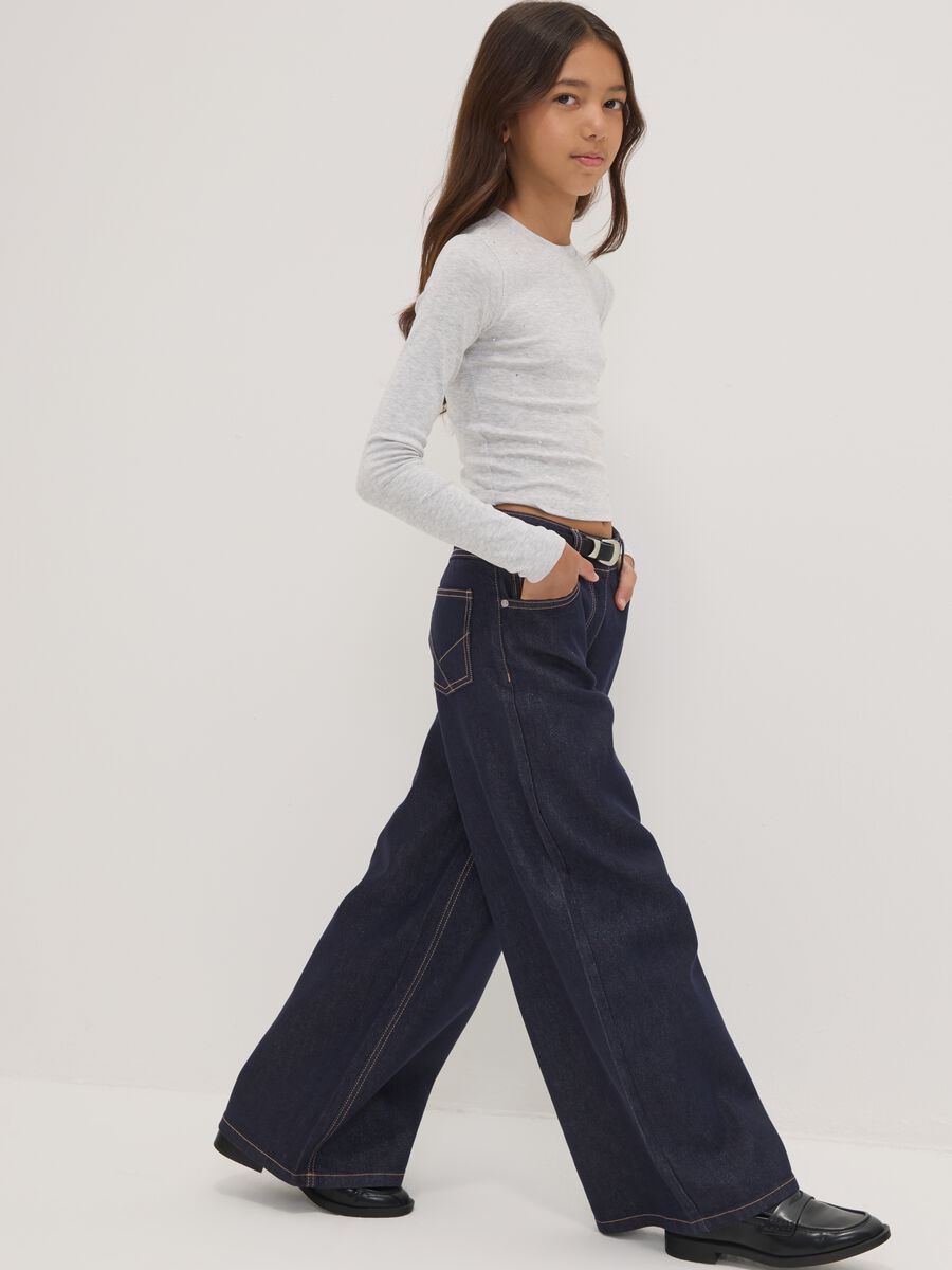 Blue wide-leg jeans in a cotton and lyocell blend_0
