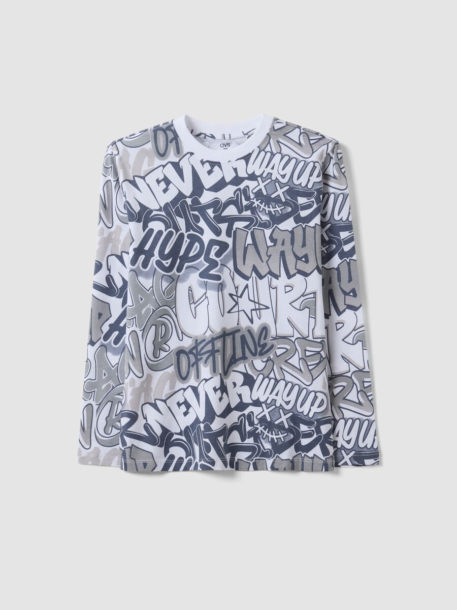 White organic cotton graffiti T-shirt for boys, relaxed fit_3