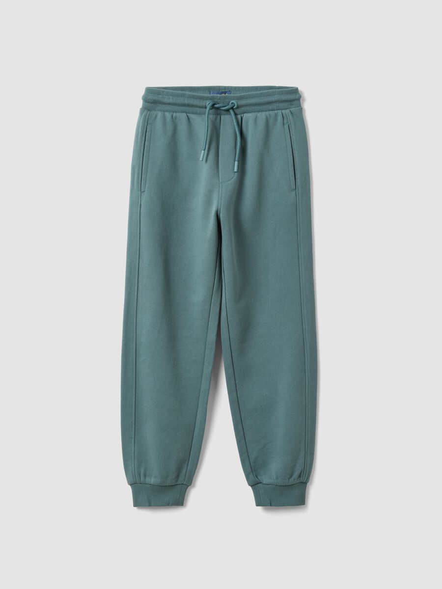 Green organic cotton joggers, comfort fit, for boys_0