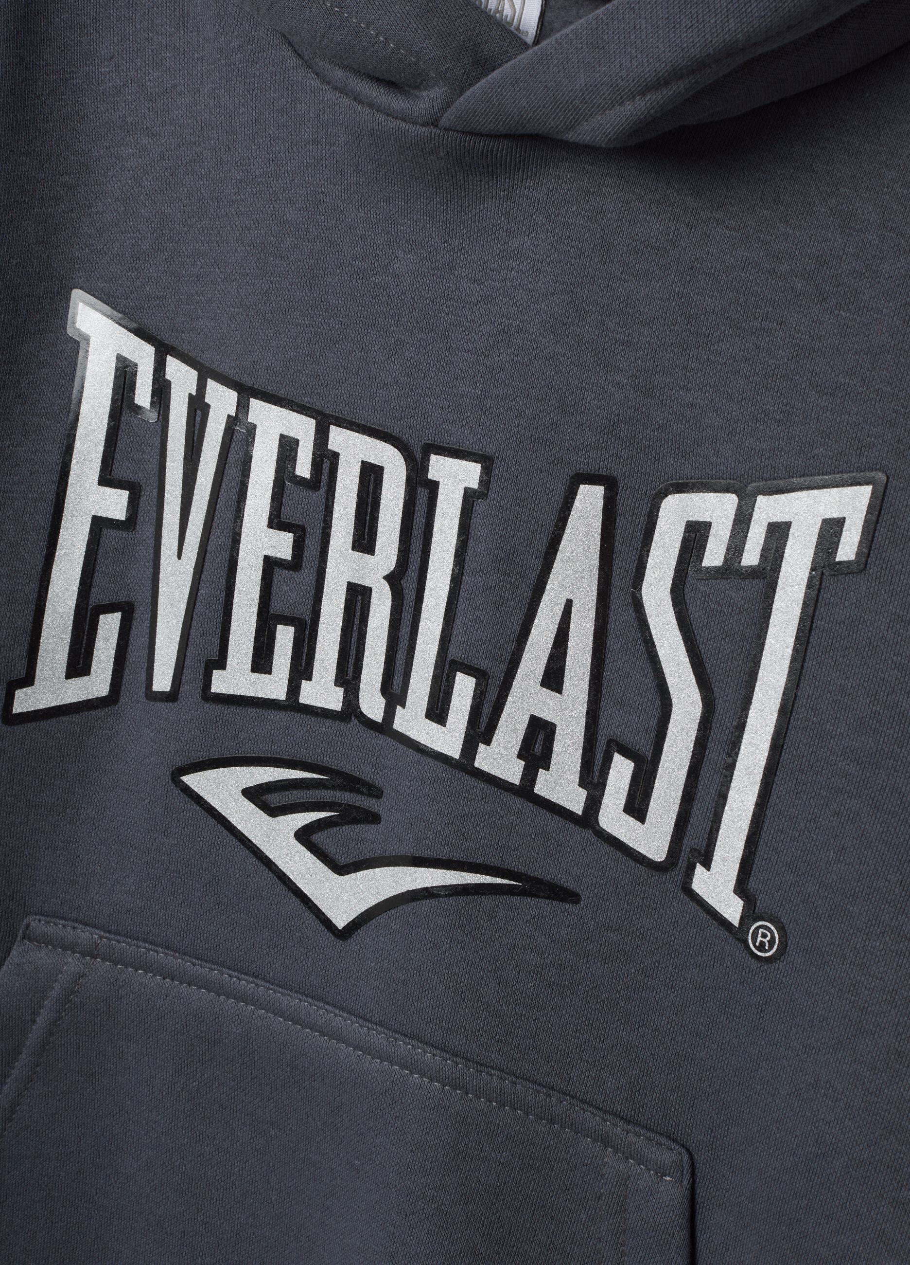 Blue cotton-blend hoodie with front kangaroo pocket