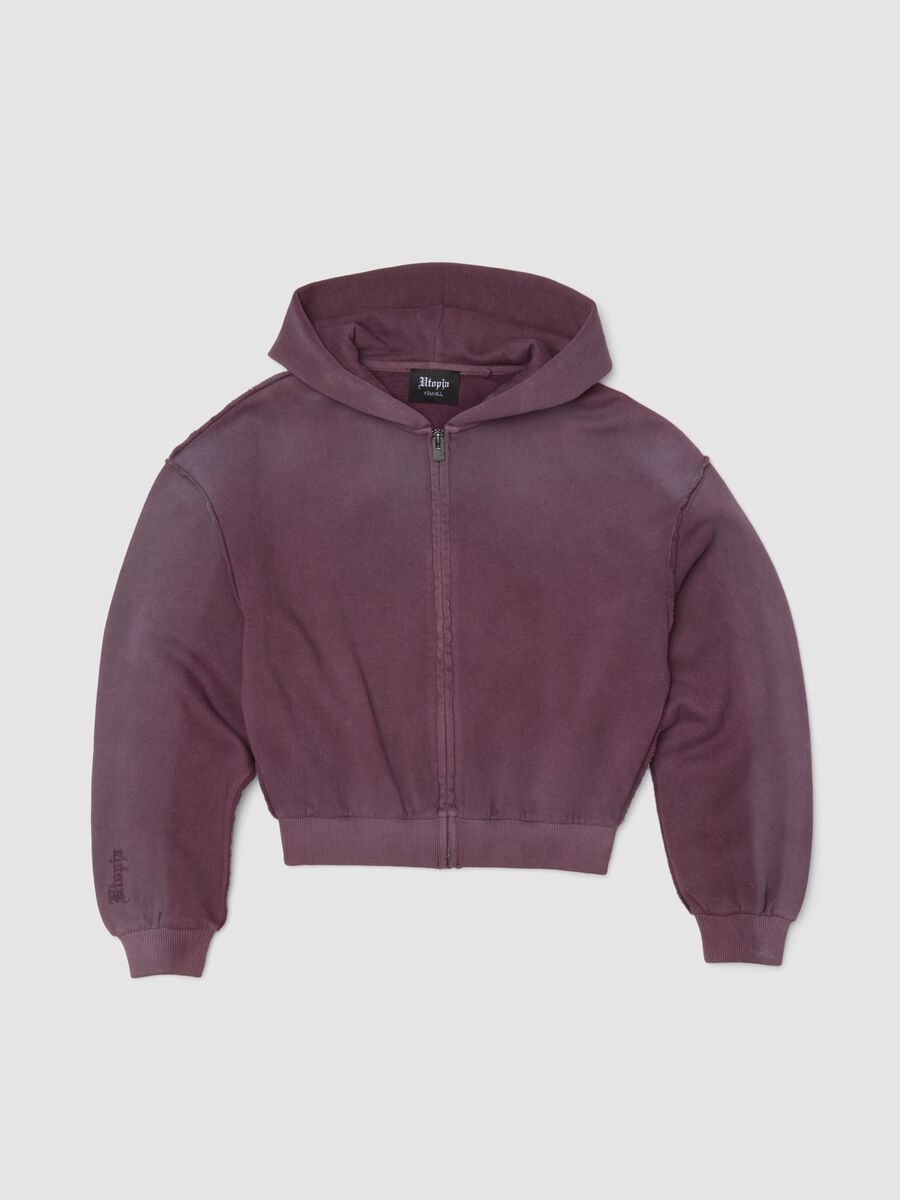 هودي Sunfaded بسحّاب كامل باللون العنابي_0