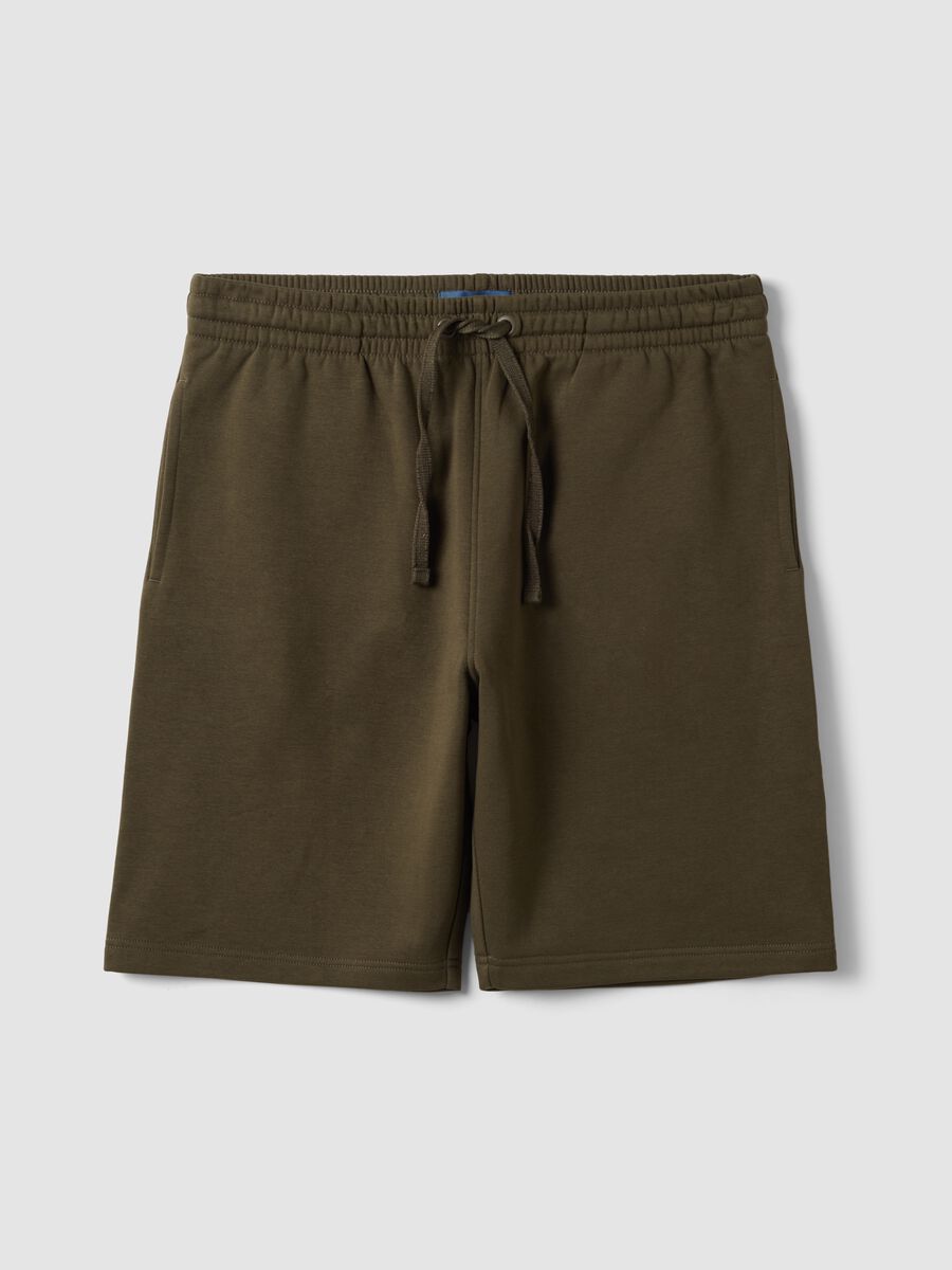 Green cotton-blend shorts with elasticated waistband, regular fit_4