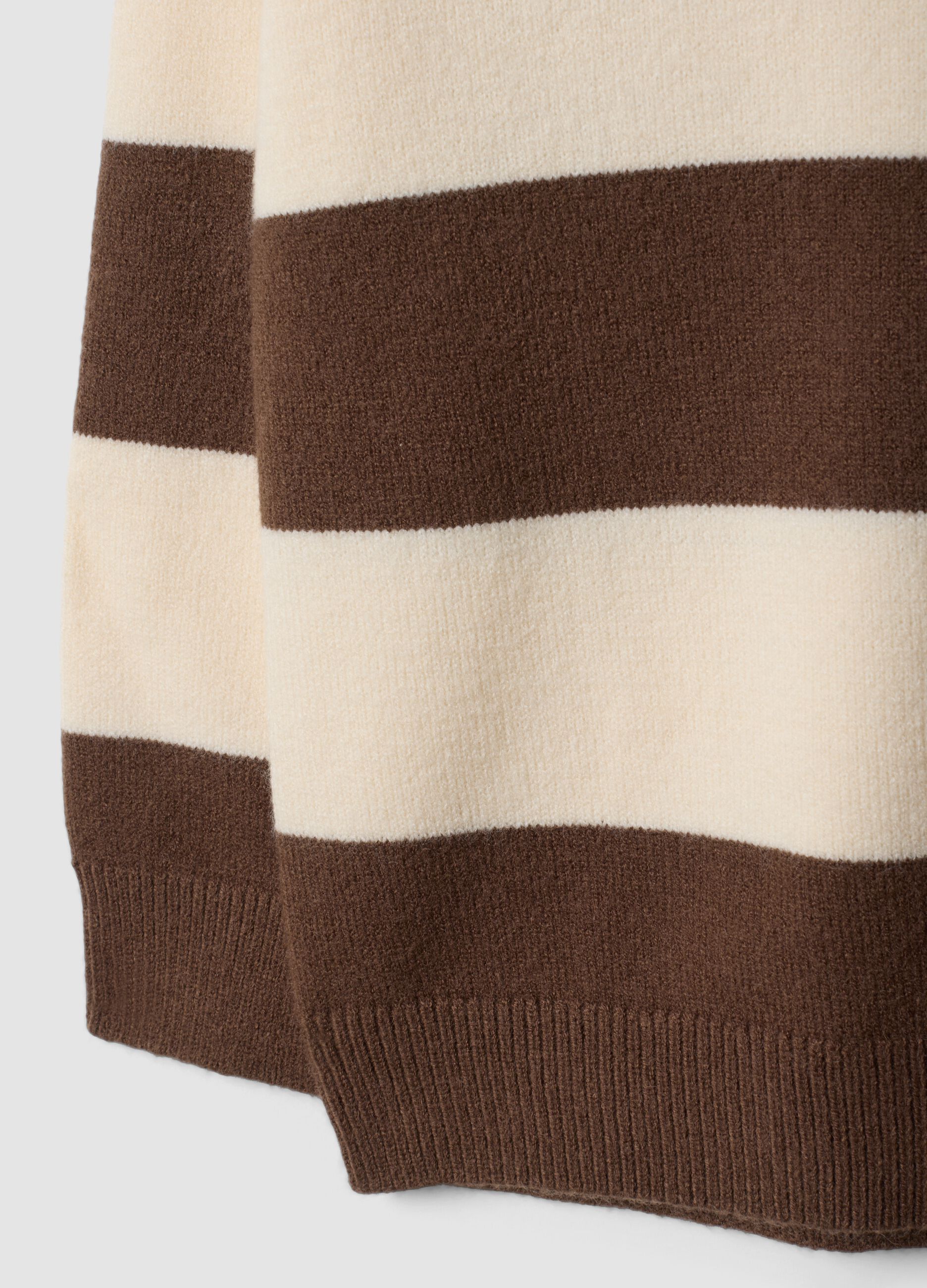 Brown striped polo-collar top