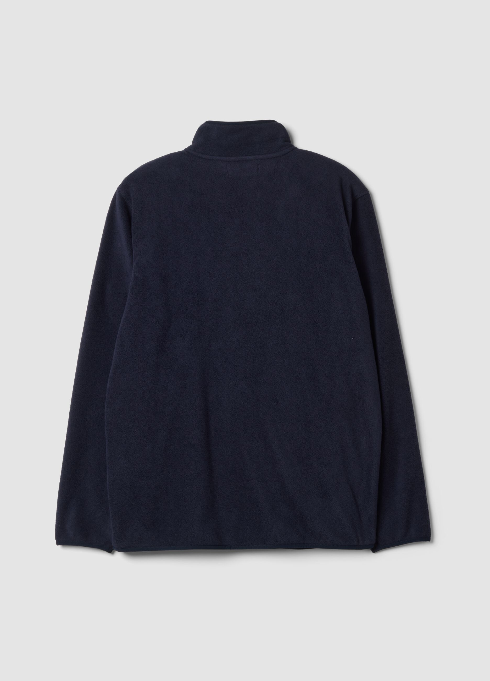 Felpa blu in pile con colletto regular fit