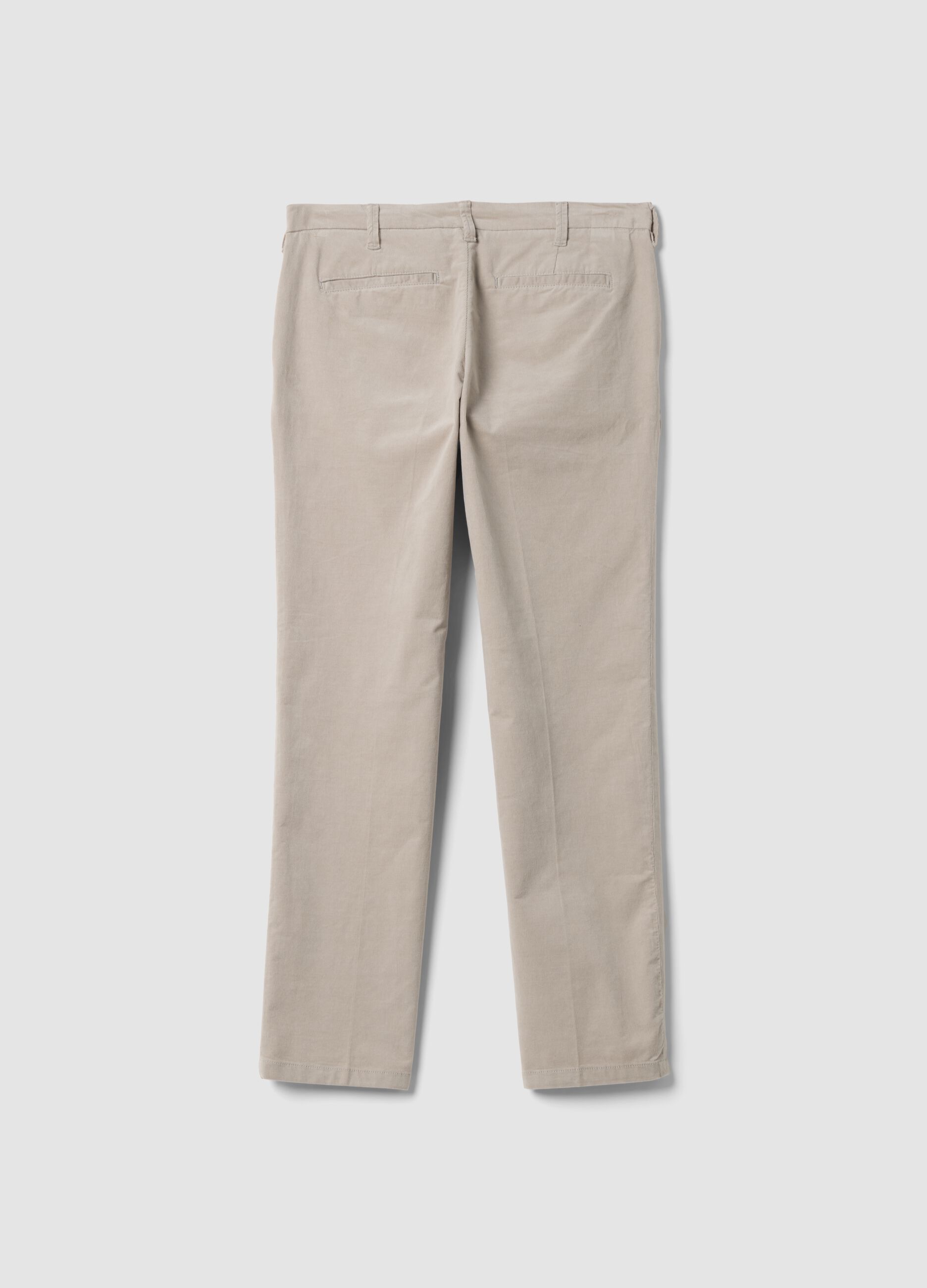 Pantaloni chino grigi in cotone elasticizzato regular fit a costine