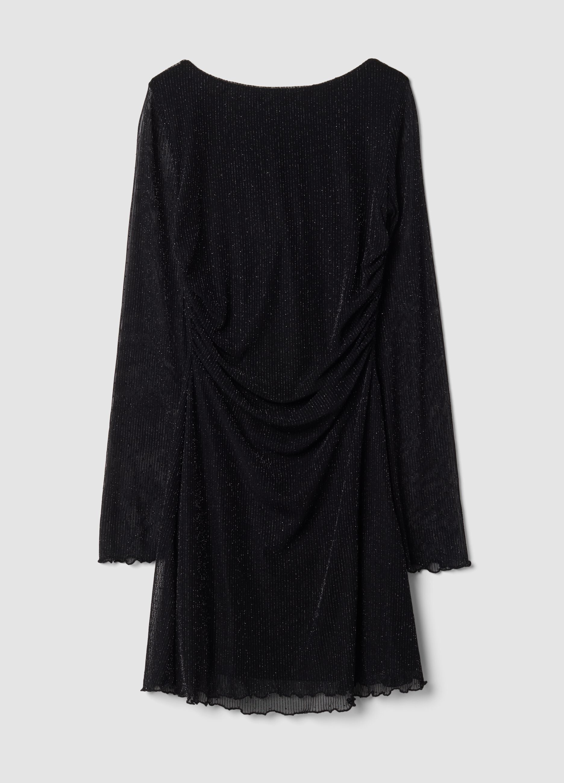 Black stretch fabric crew-neck dress