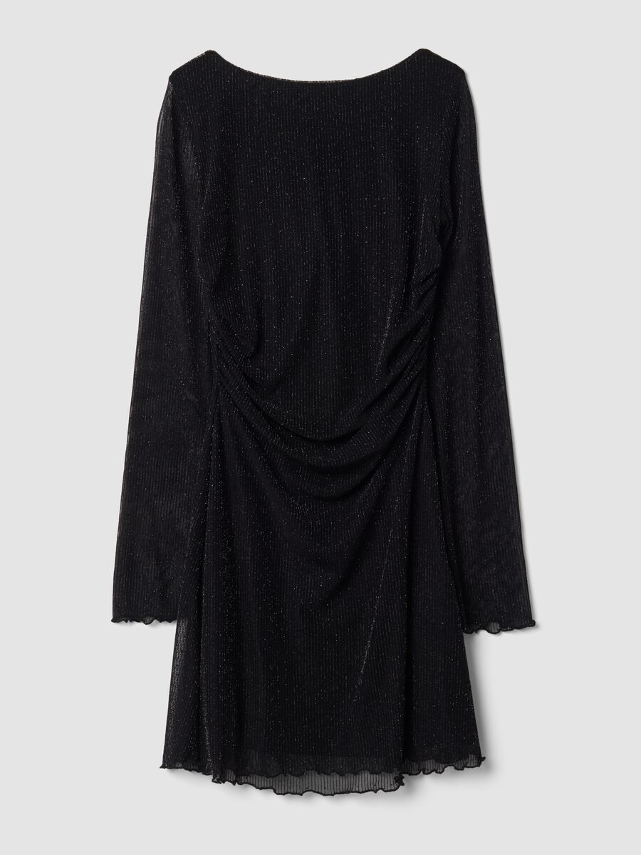 Black stretch fabric crew-neck dress_0