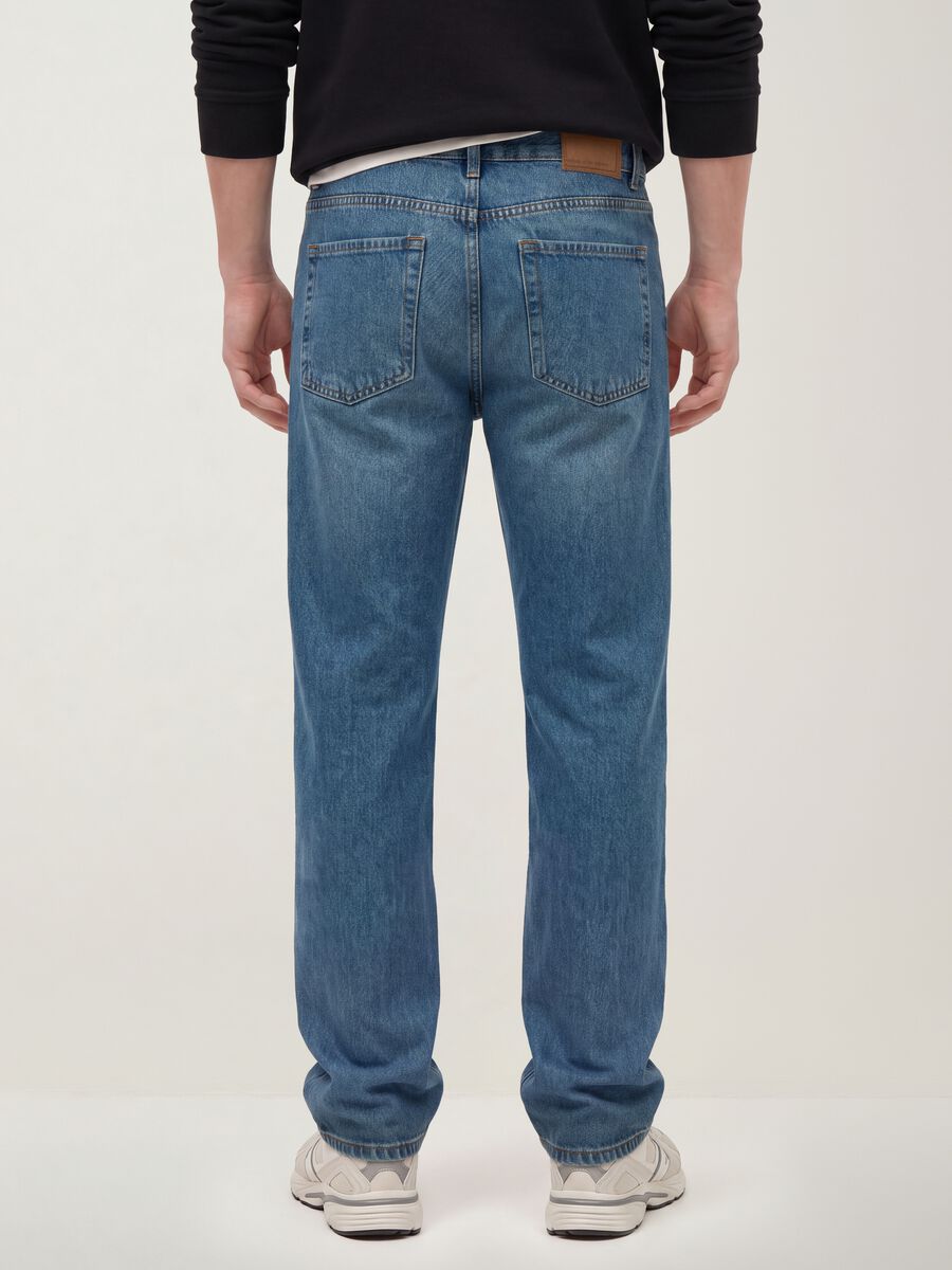 Light blue pure cotton straight-fit denim jeans_2