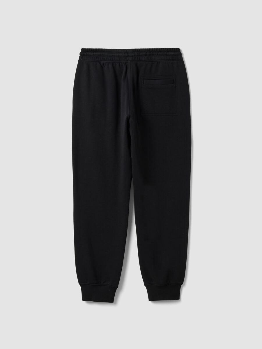 Black cotton-blend joggers with cuffed hems and drawstring waist_2