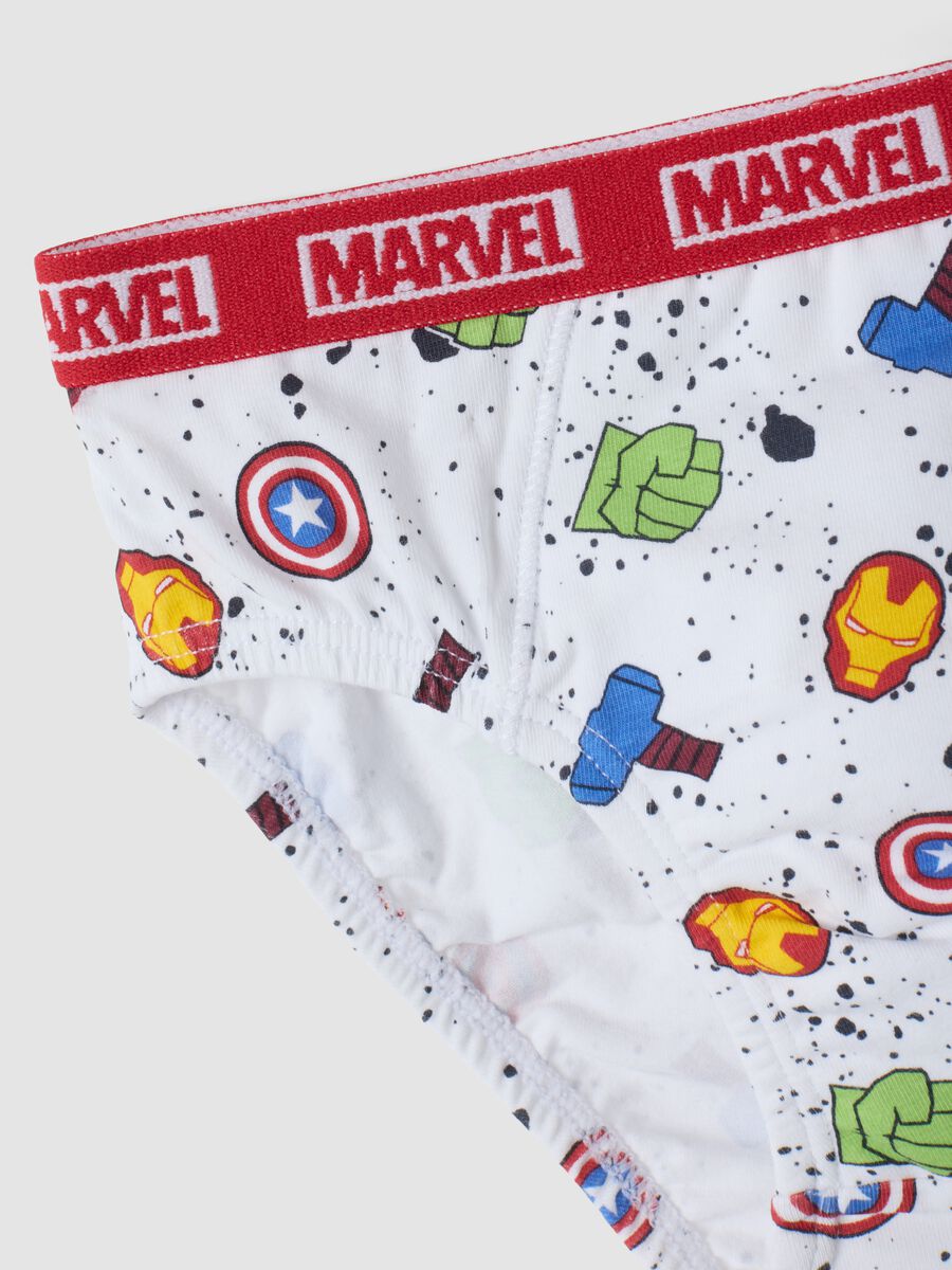 Pack of 3 red and blue stretch organic cotton briefs with Avengers print_2