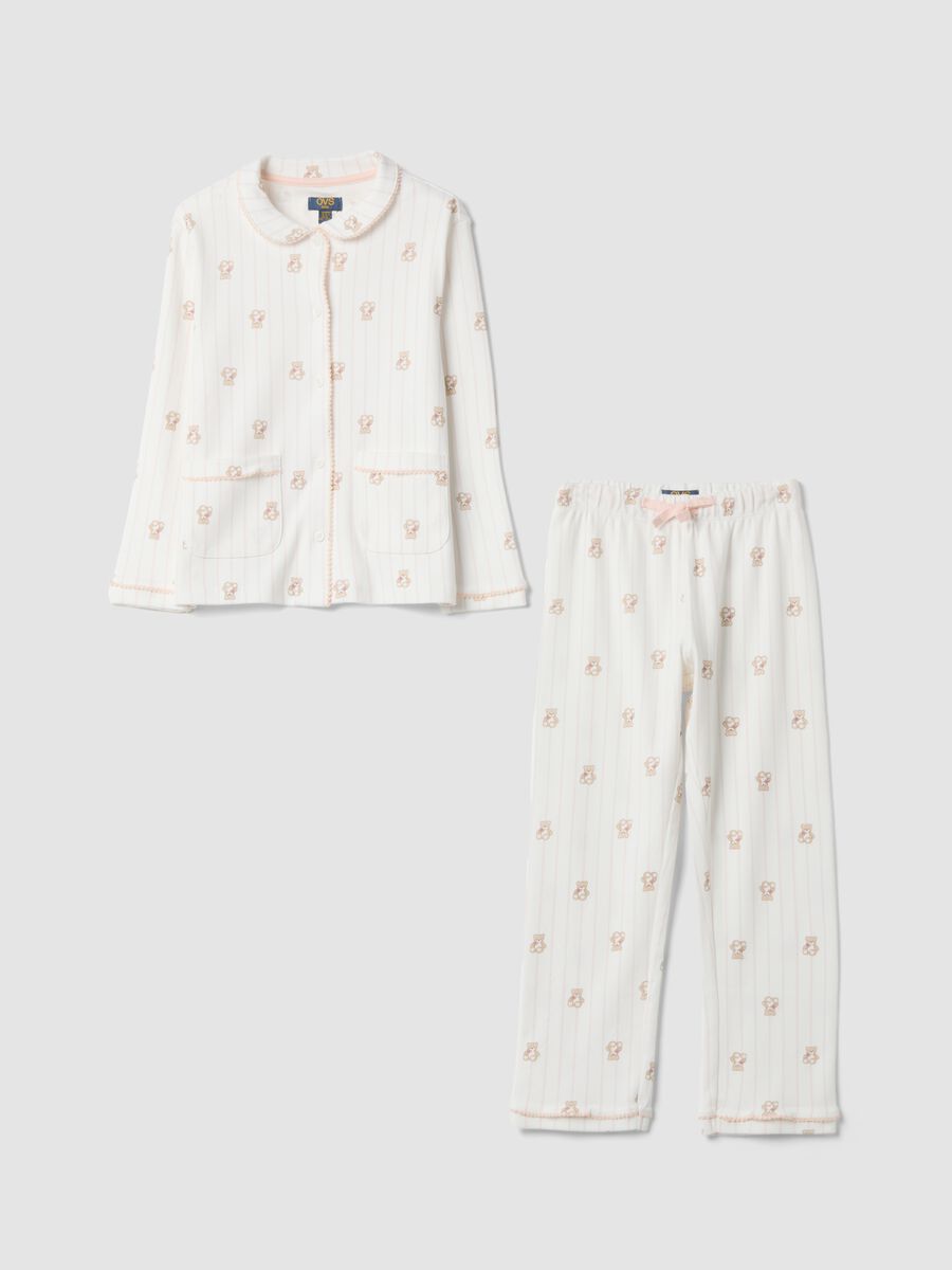 White pure organic cotton crew-neck pyjamas_0