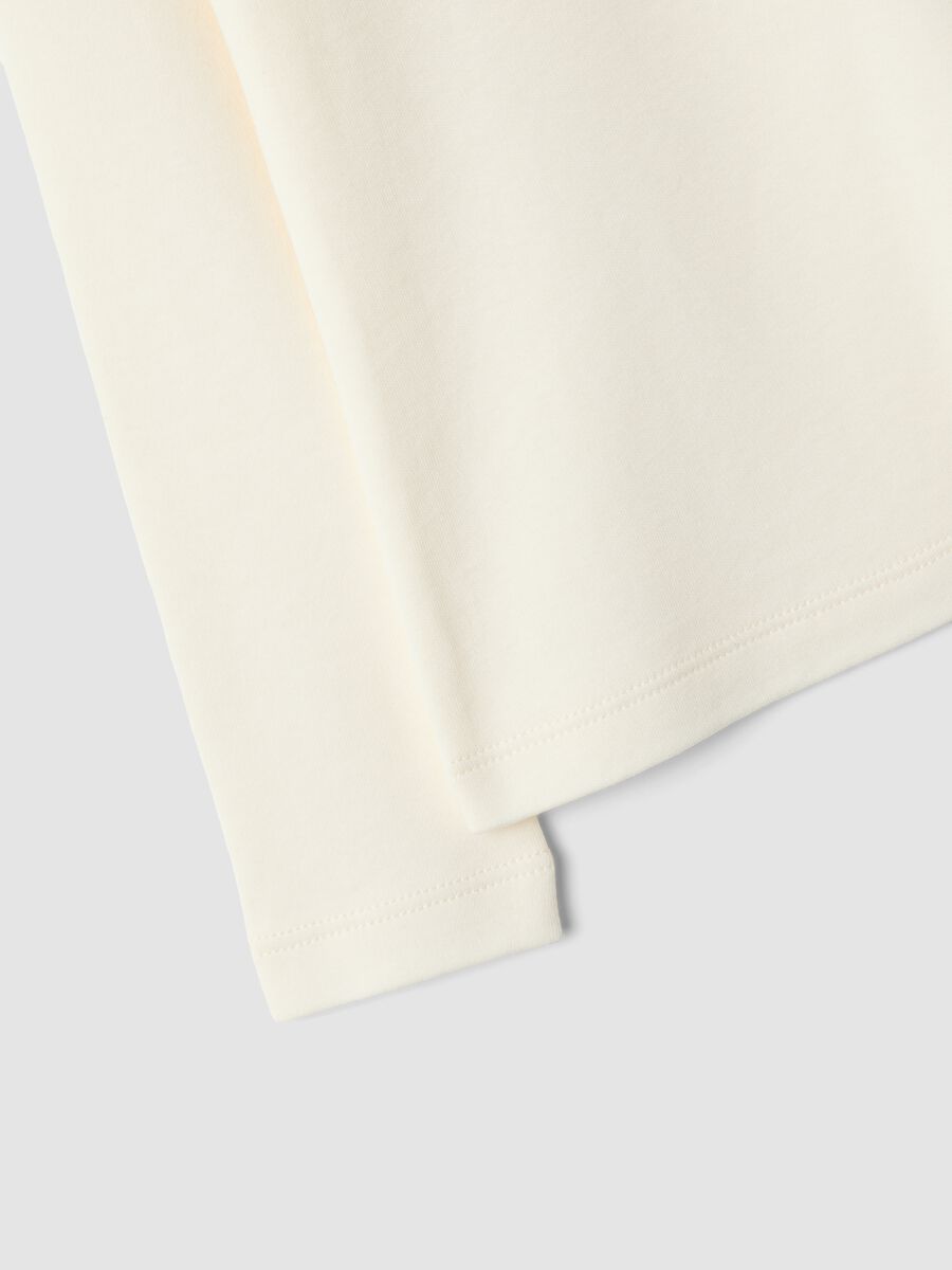 White pure organic cotton T-shirt with raised neck_3