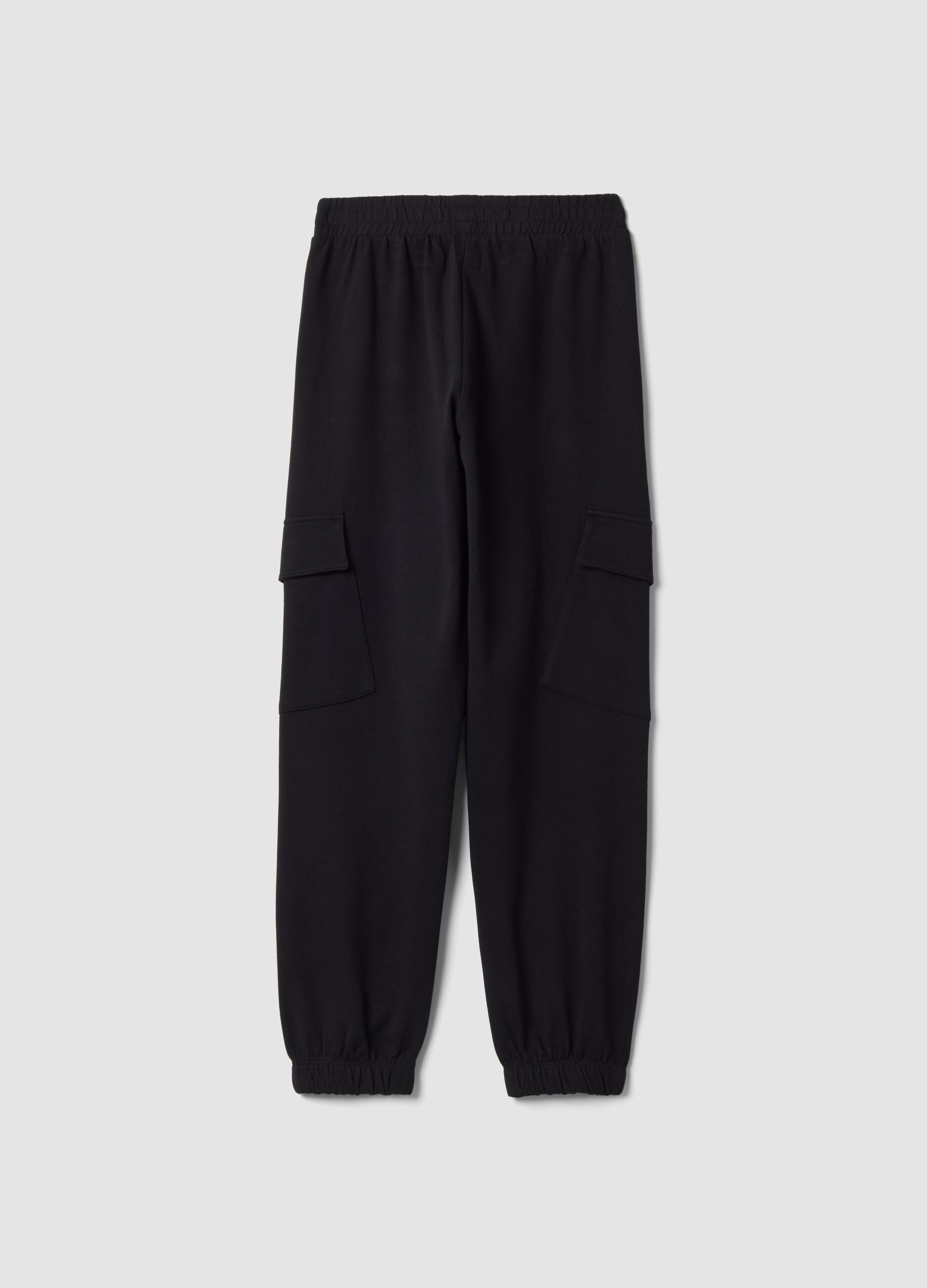 Pantaloni cargo blu in misto cotone e viscosa