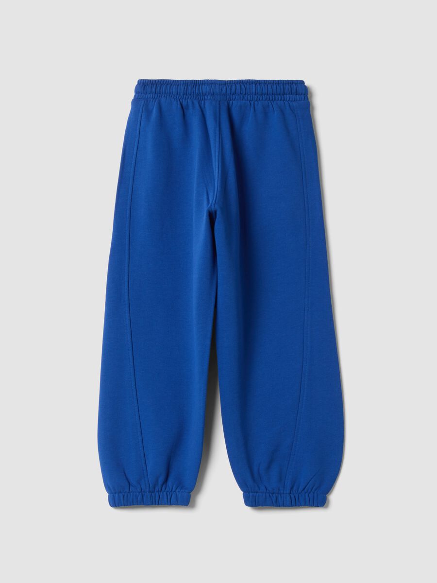 Blue organic cotton jogger trousers with print_1