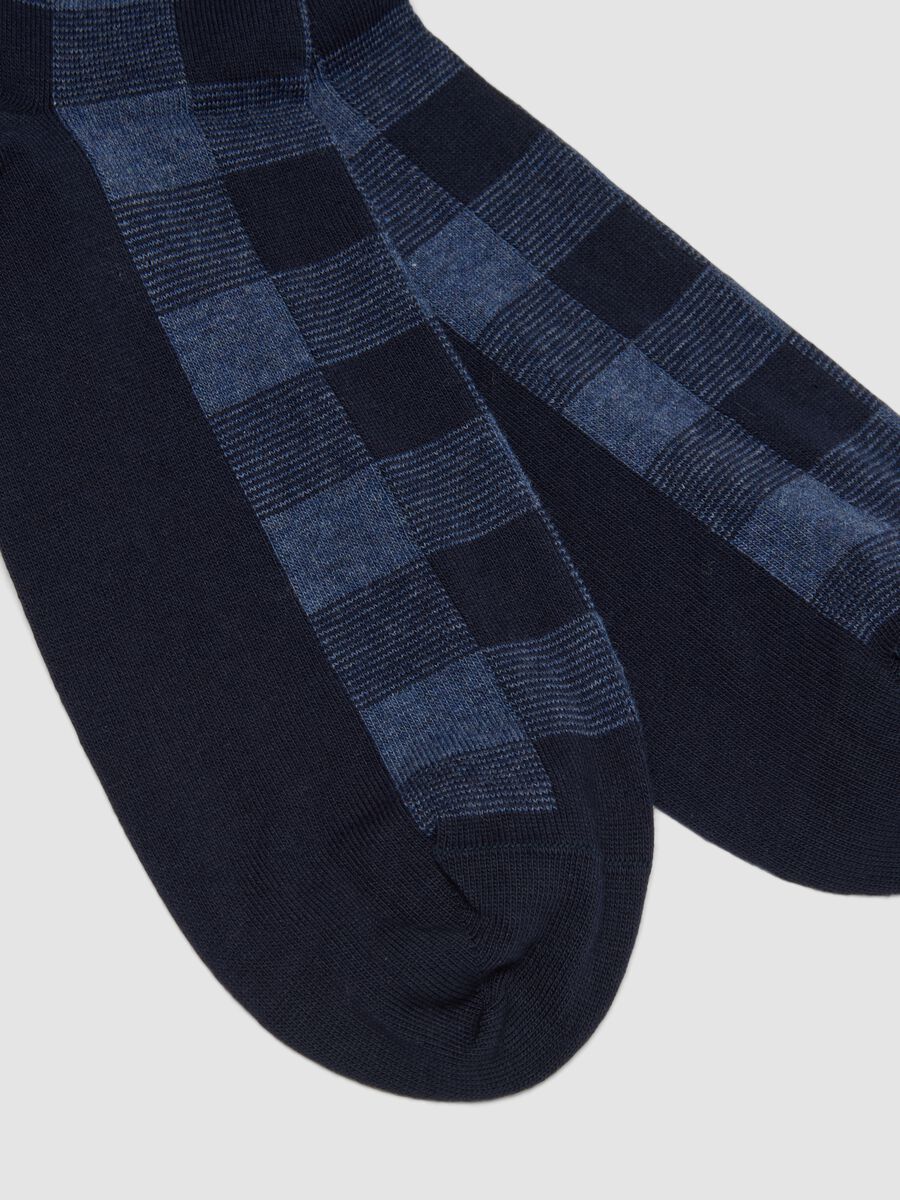 Blue check stretch-cotton ankle socks_2
