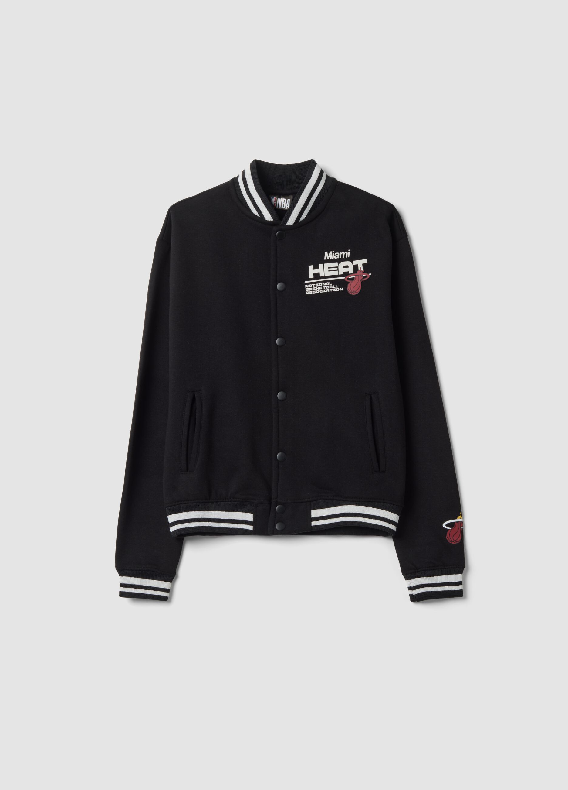 Black college-style cotton-blend sweatshirt with Miami Heat logo