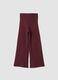 Plum purple flared leggings with cable-knit pattern_1