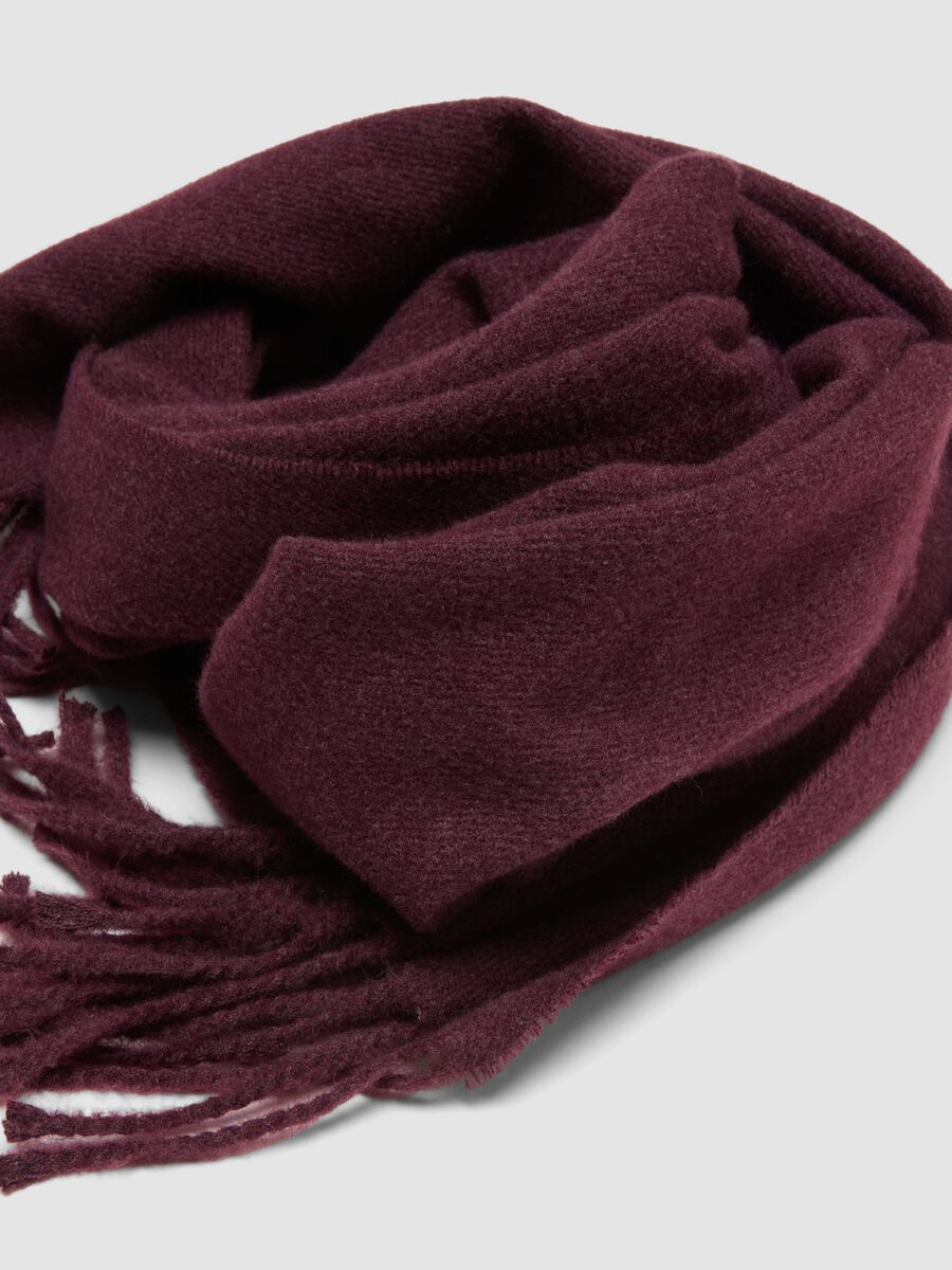Purple viscose-blend scarf with fringes_1