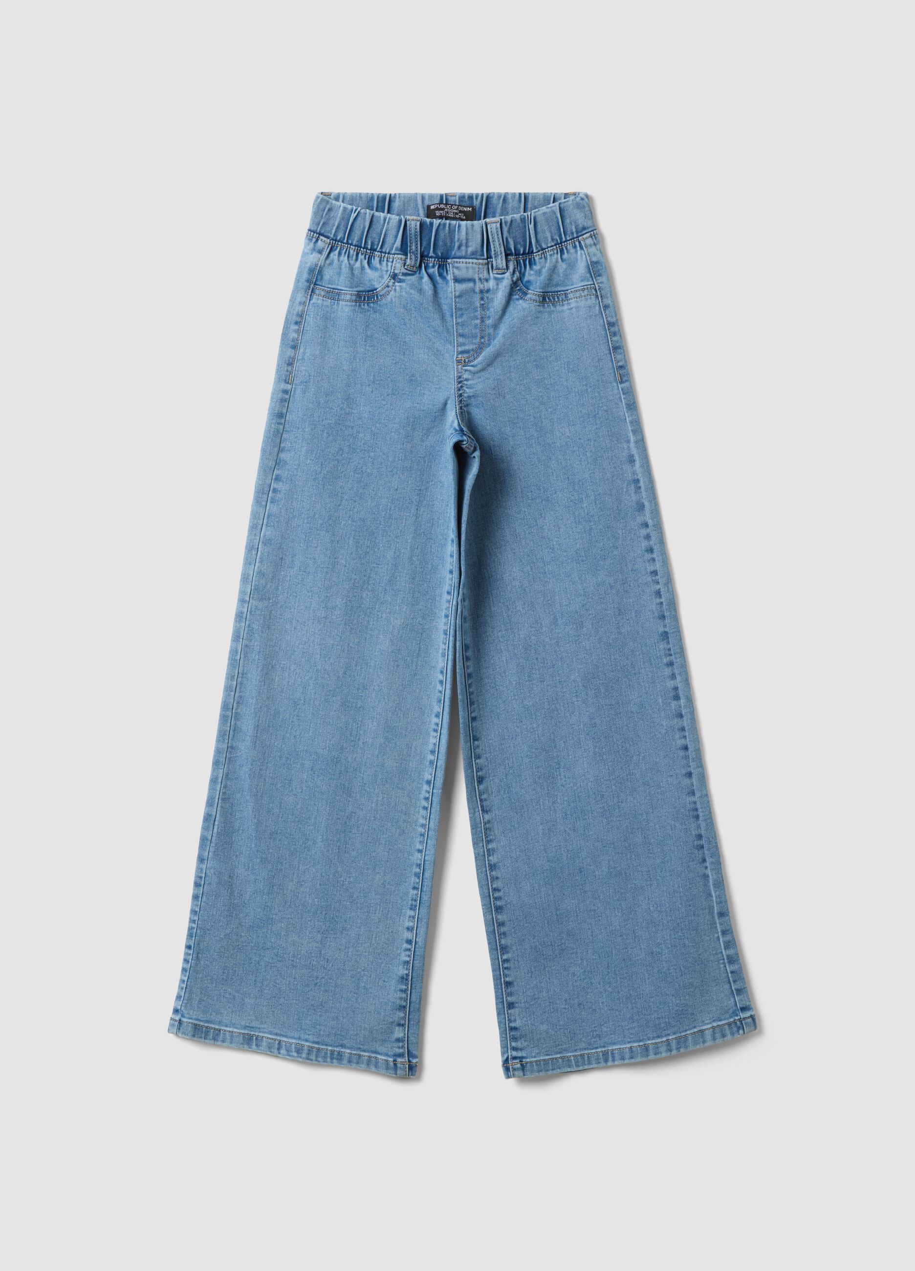 ليغينغز جينز للبنات من القطن وفيسكوز مطاطي بقصّة واسعة جداً (Super Wide Leg)