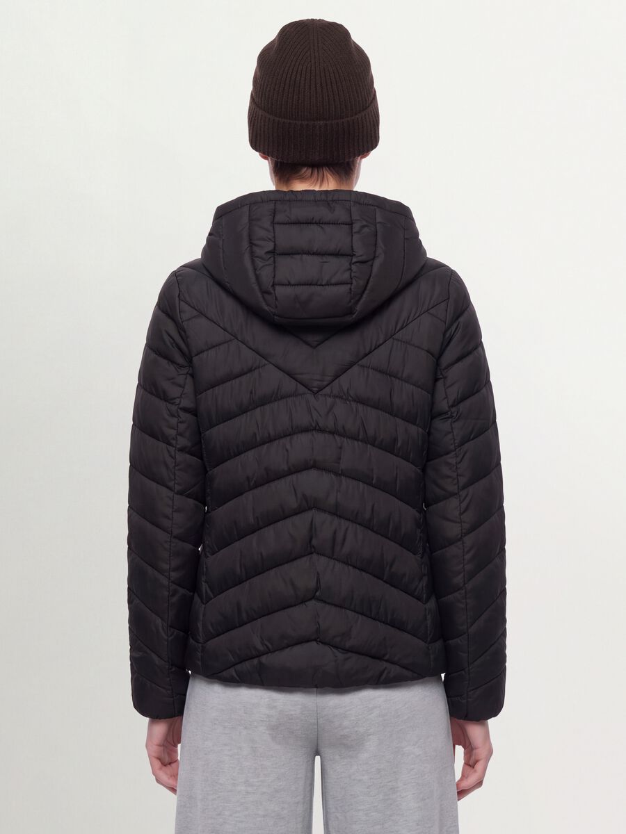 Black Ultralight Quilted Jacket with Hood and Zip_2