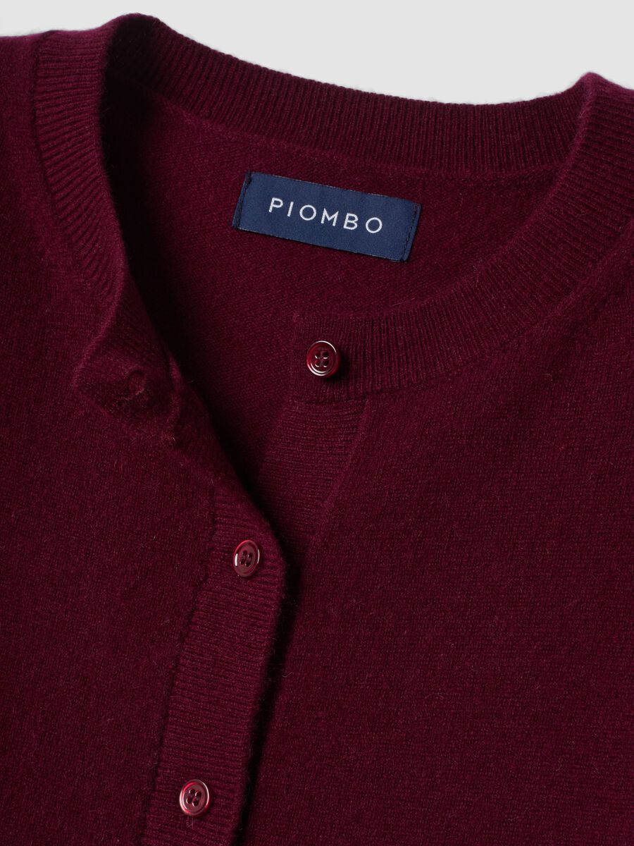 Red crew-neck pure cashmere cardigan_1