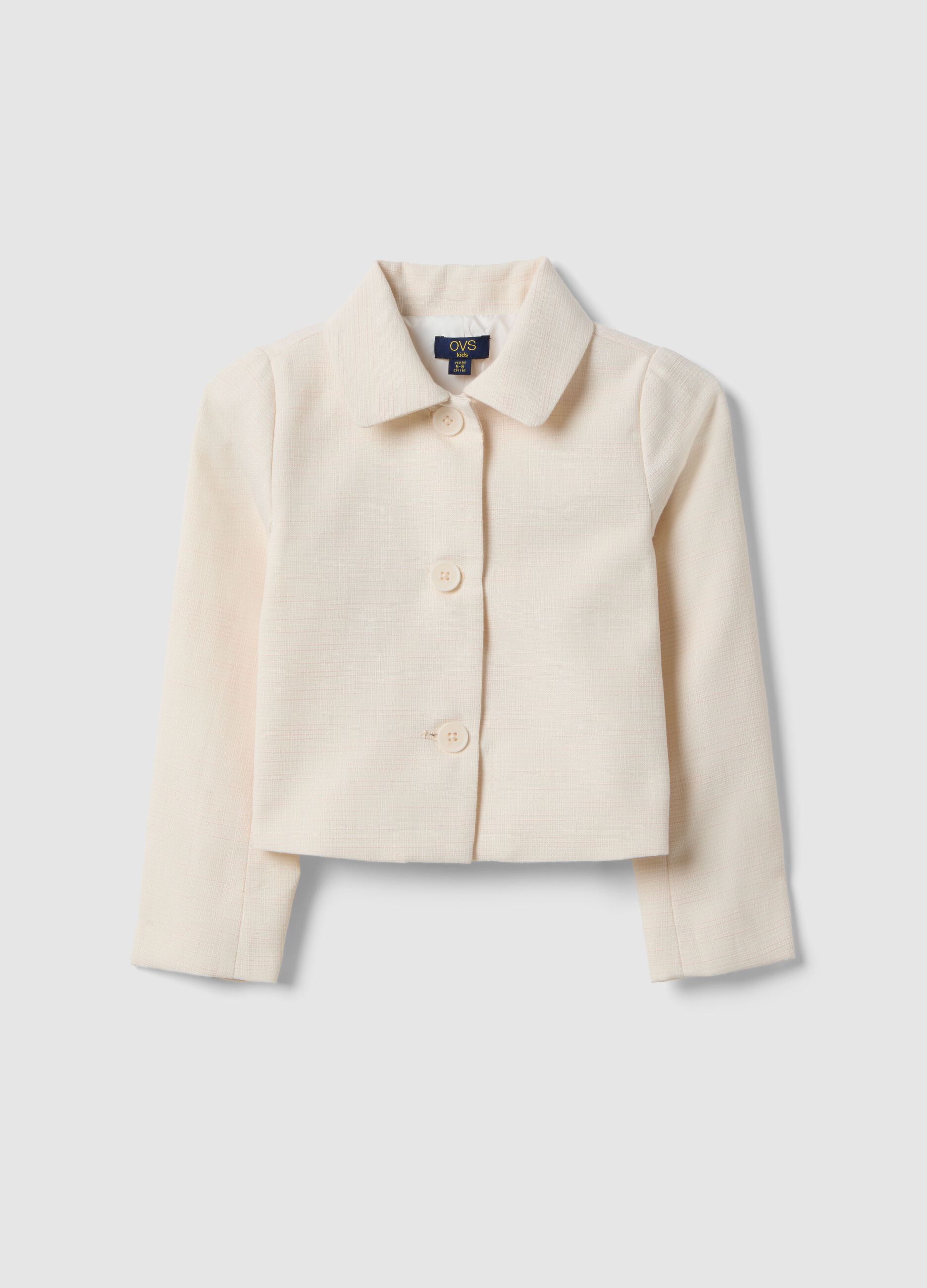 Girls&rsquo; beige regular-fit jacket with buttons