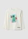 White crew-neck pure cotton T-shirt with Minecraft print_0