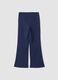 Blue flared stretch cotton leggings_1