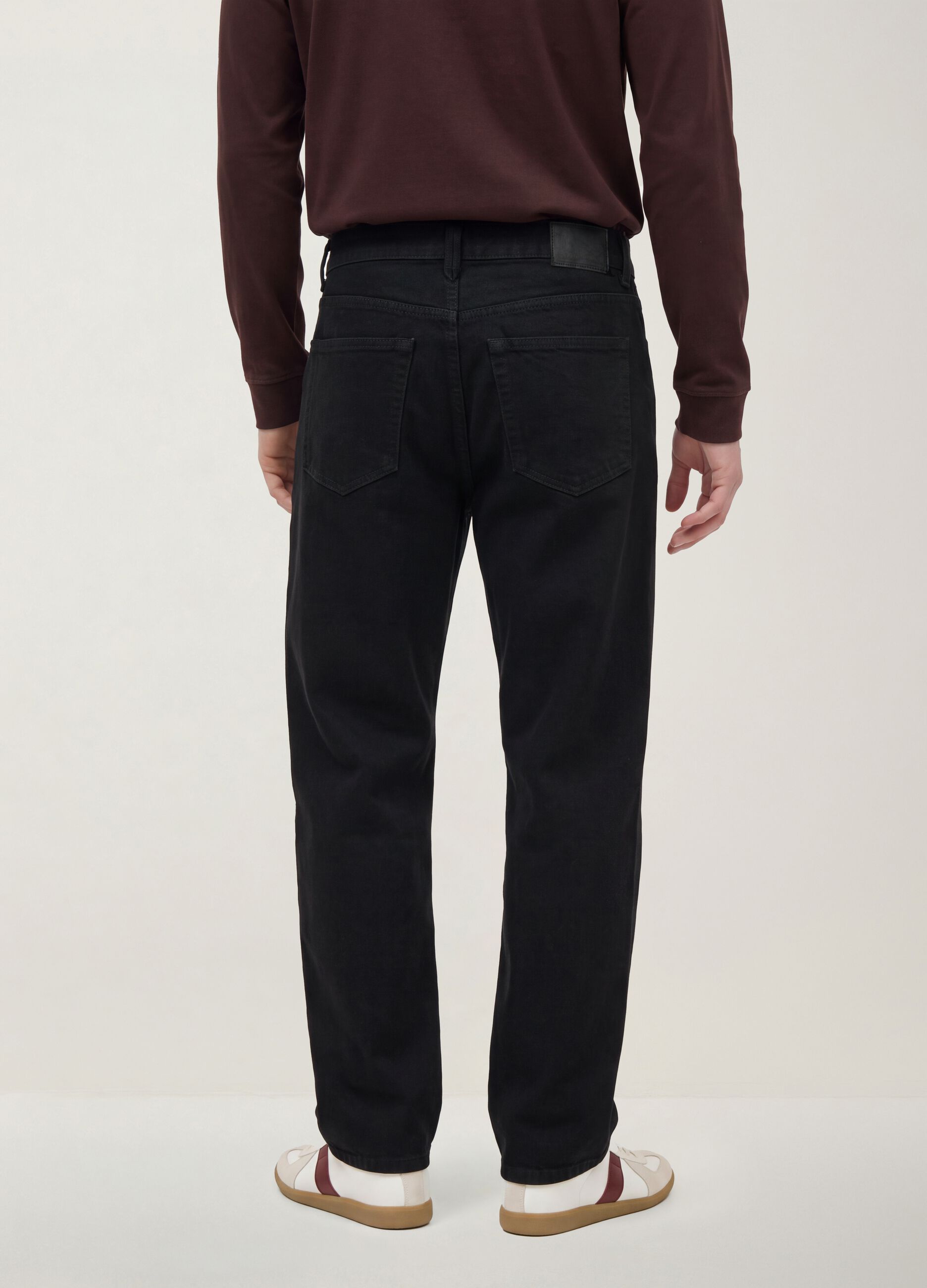 Black pure cotton denim jeans, relaxed fit