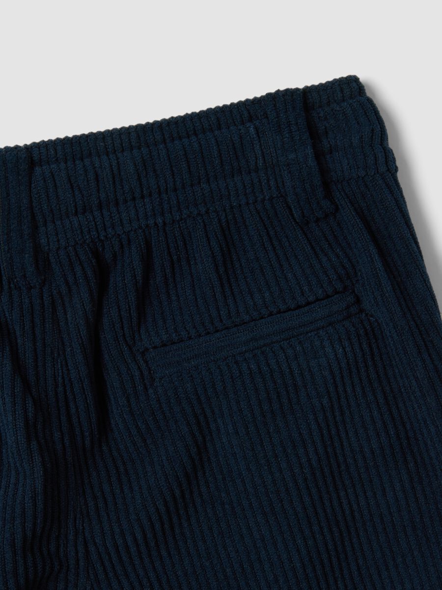 Blue regular-fit chino trousers with elasticated ribbed waistband_2