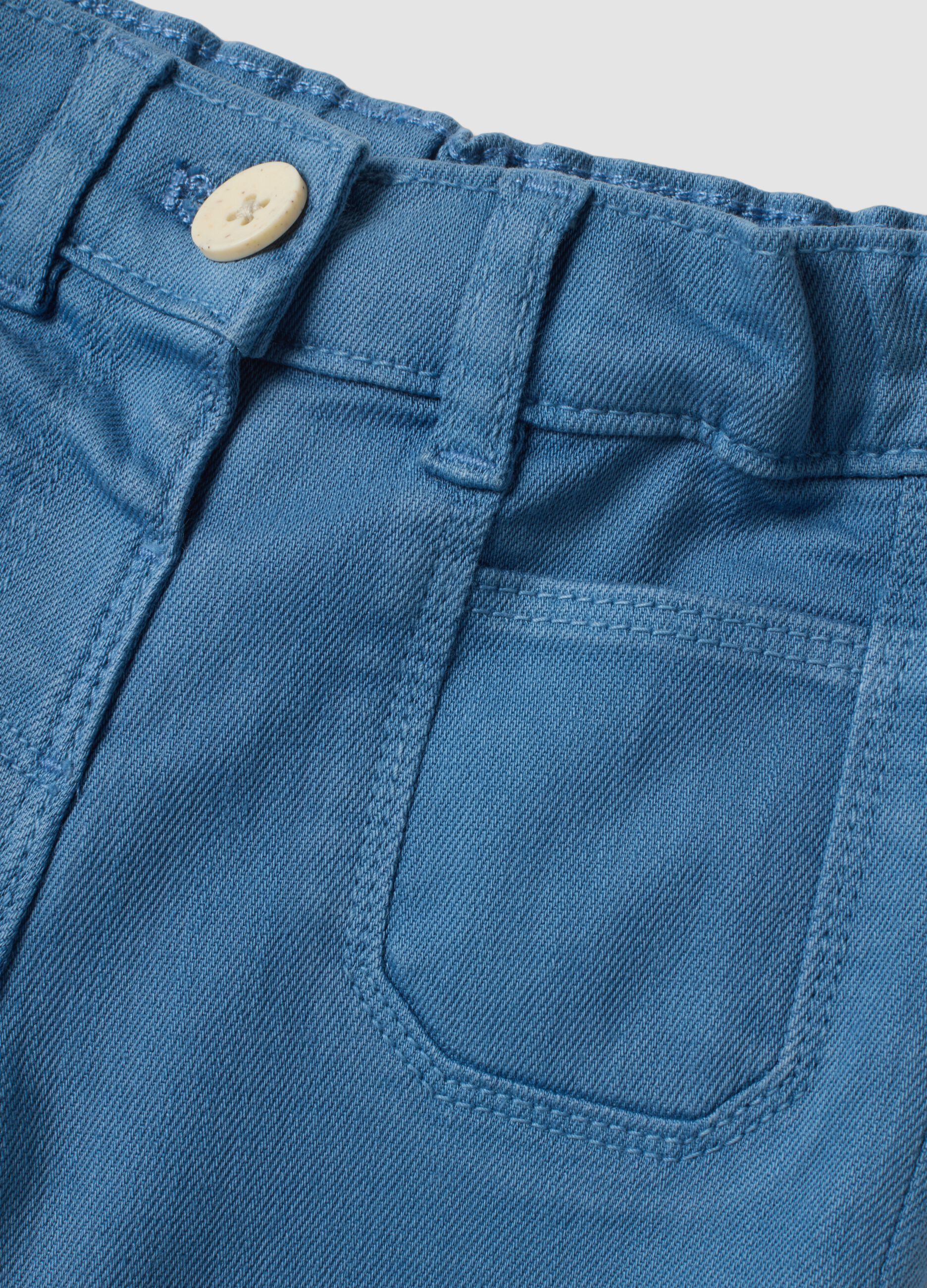 Light blue straight-fit stretch cotton trousers