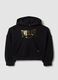 Black cotton-blend hoodie with logo for girls_0