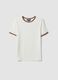 White stretch viscose crew-neck T-shirt with contrast trims_4
